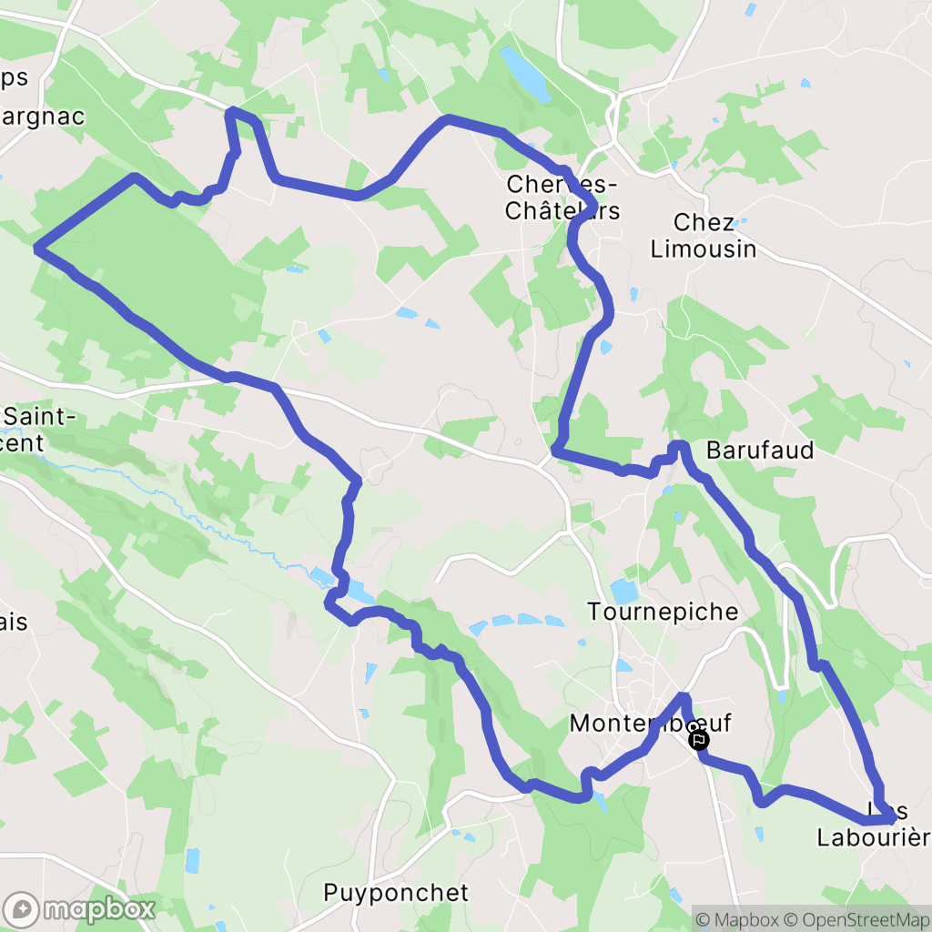 Montembœuf : carte du parcours de randonnée - France