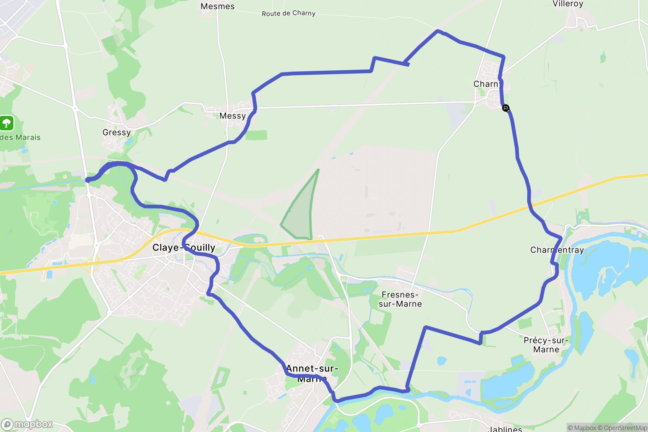 Charny : carte du parcours de randonnée - France
