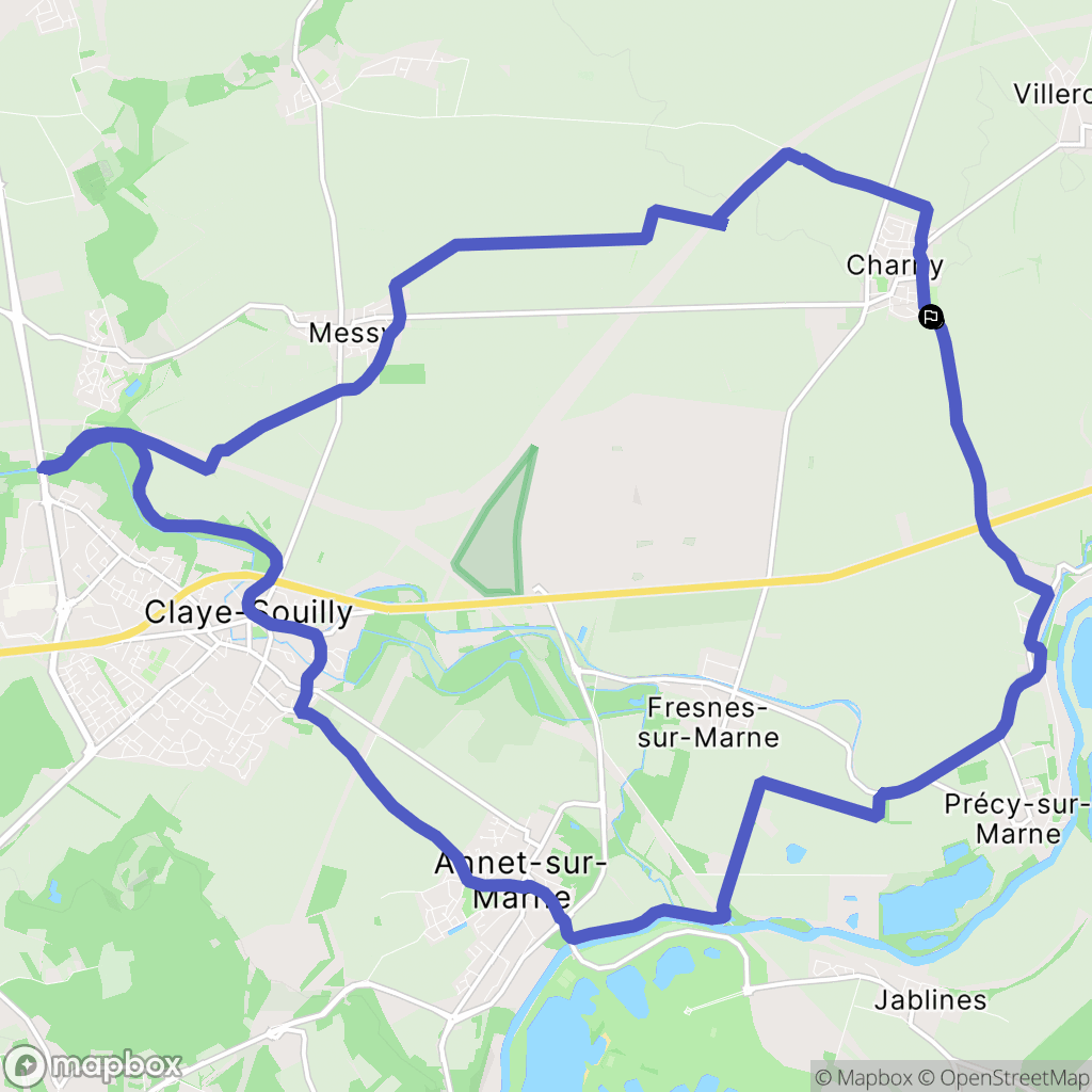 Charny : carte du parcours de randonnée - France