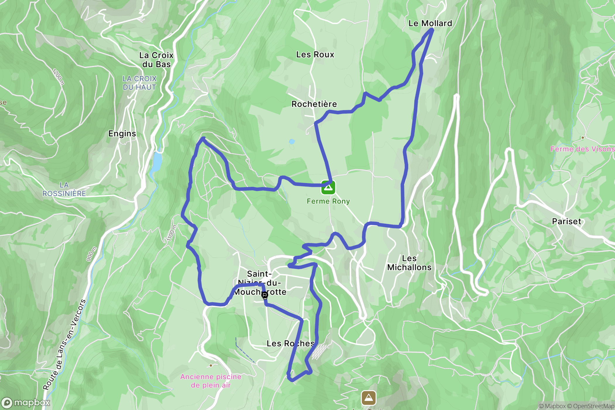 Saint-Nizier-du-Moucherotte : carte du parcours de randonnée - France