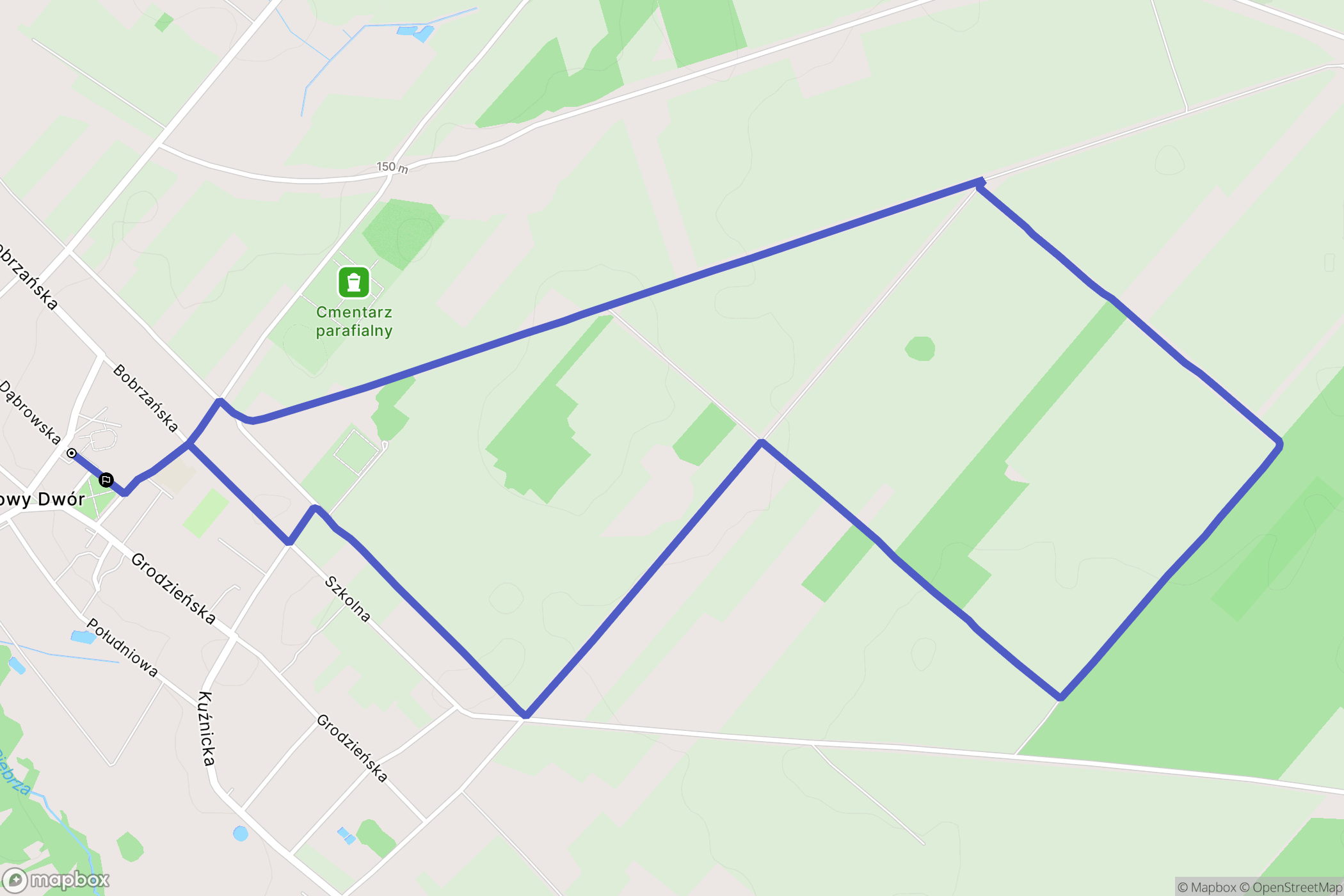 Nowy Dwór: mapa trasy - Poland