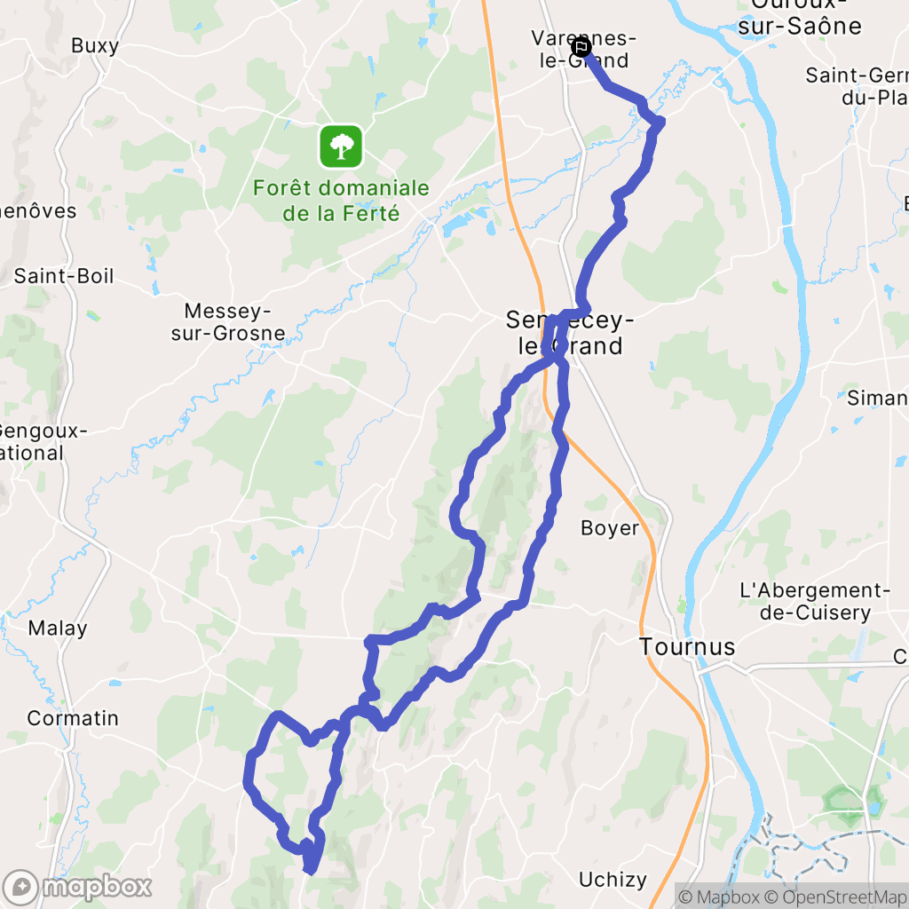 Varennes-le-Grand : carte du parcours de randonnée - France