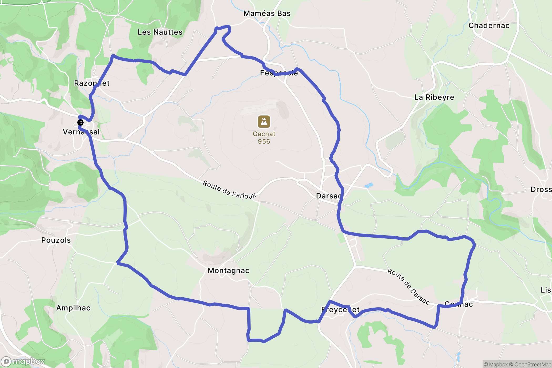 Vernassal : carte du parcours de randonnée - France