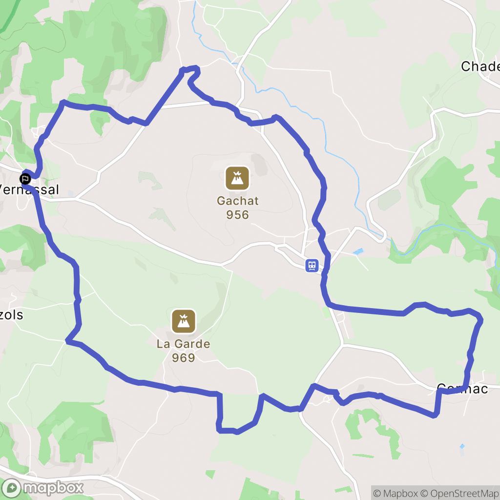 Vernassal : carte du parcours de randonnée - France