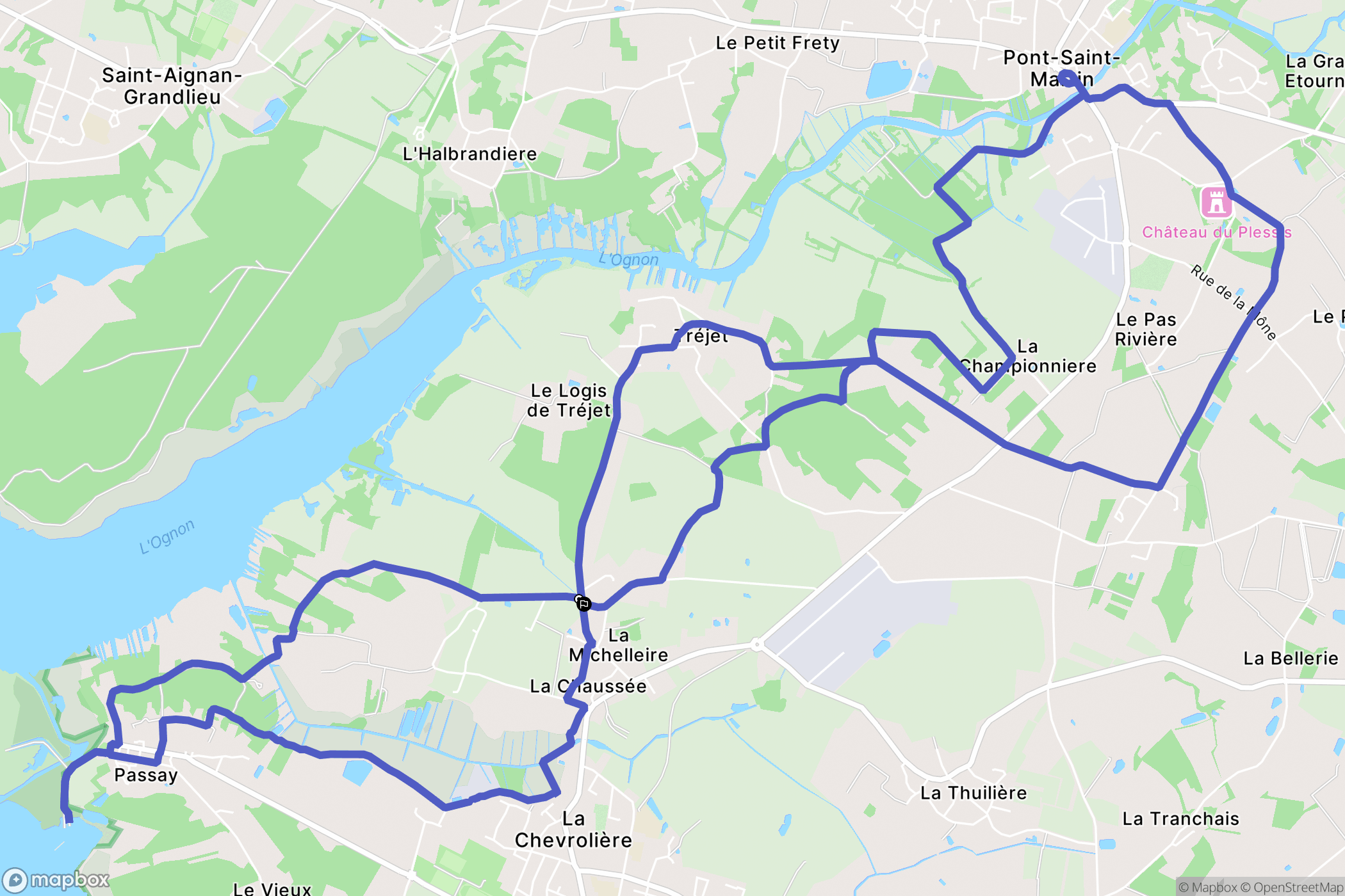 La Chevrolière : carte du parcours de randonnée - France
