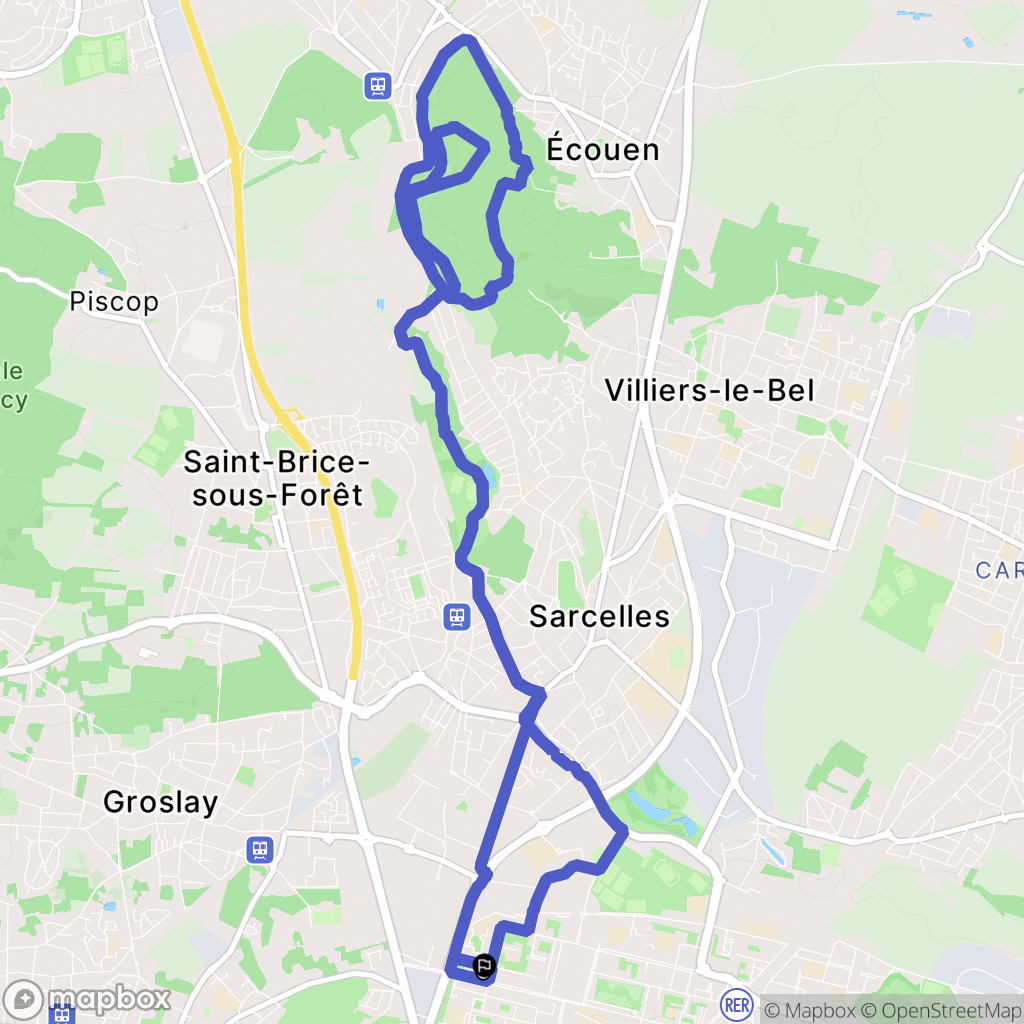 Sarcelles : carte du parcours de randonnée - France