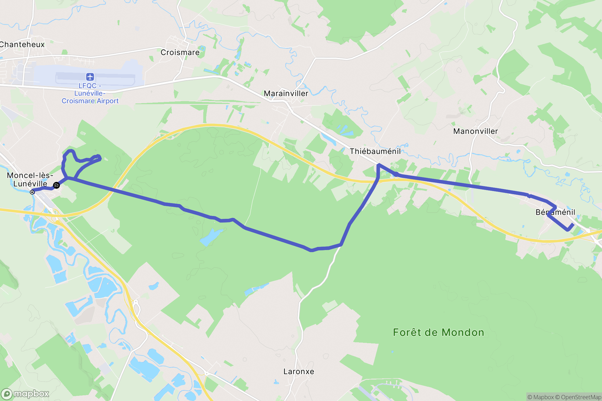 Moncel-lès-Lunéville : carte du parcours de randonnée - France