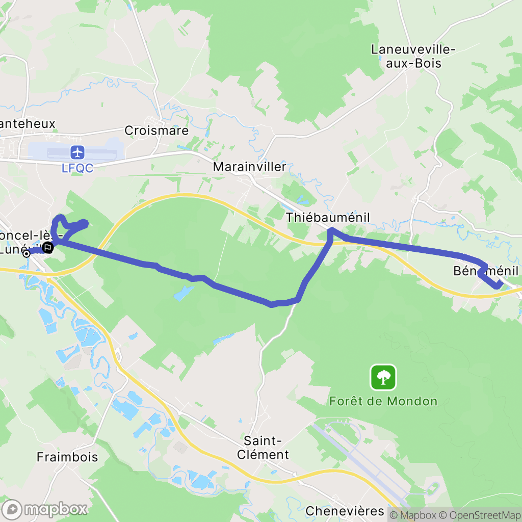 Moncel-lès-Lunéville : carte du parcours de randonnée - France