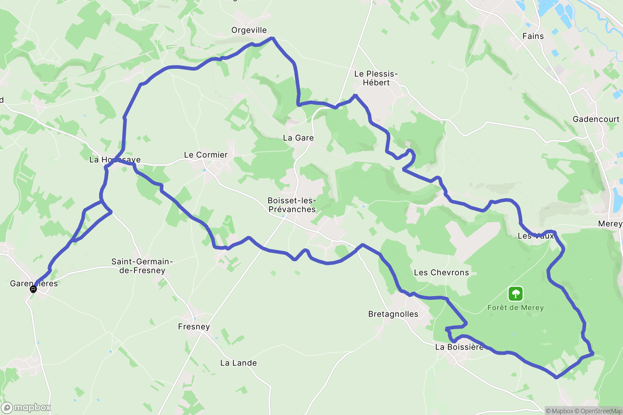 La Baronnie : carte du parcours de randonnée - France