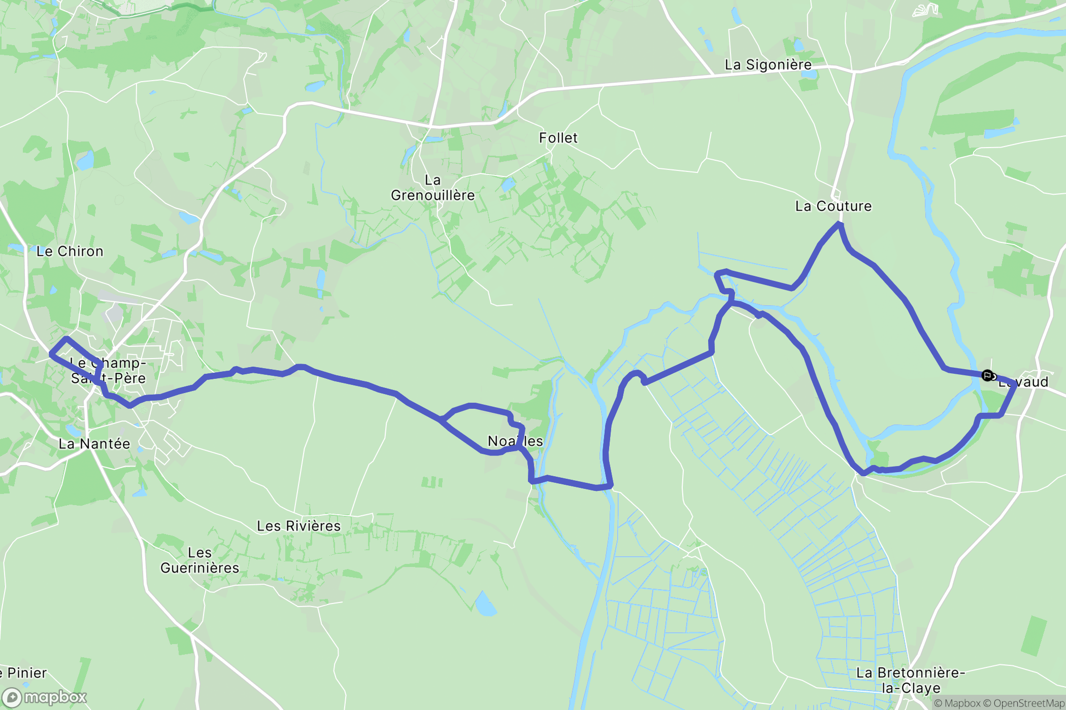 Péault : carte du parcours de randonnée - France