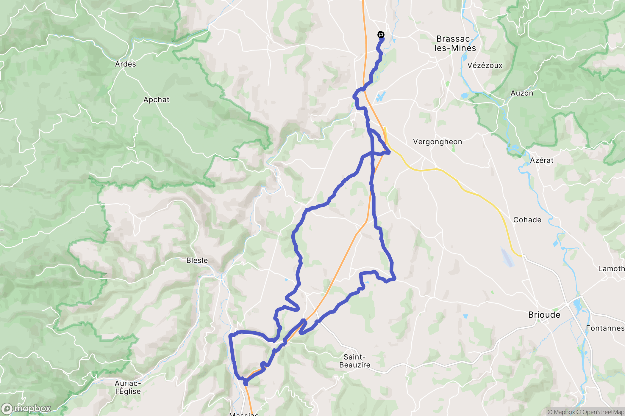 Sainte-Florine : carte du parcours de randonnée - France