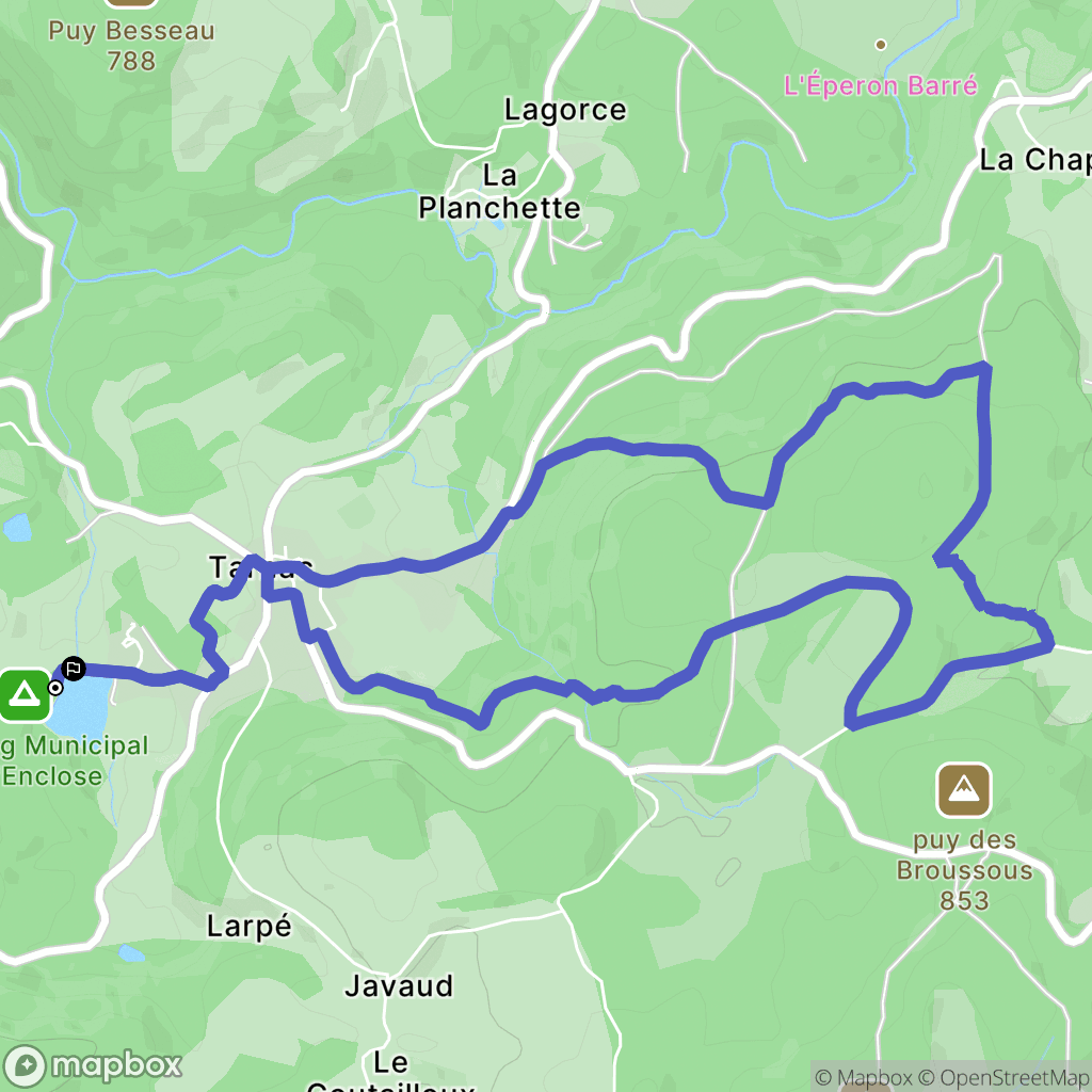 Tarnac : carte du parcours de randonnée - France