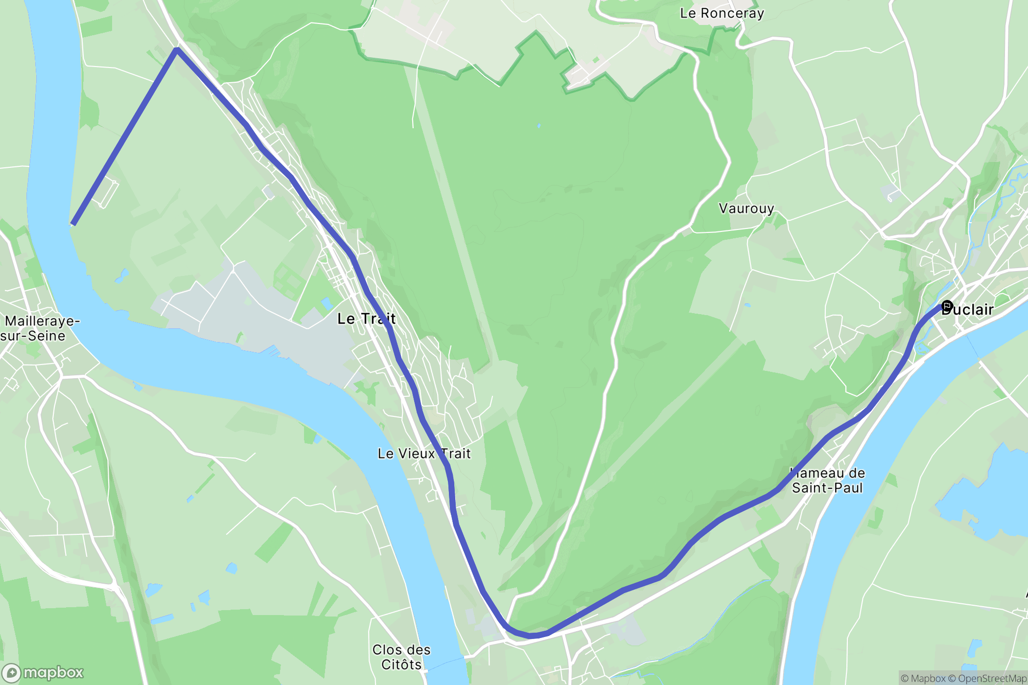 Duclair : carte du parcours de randonnée - France