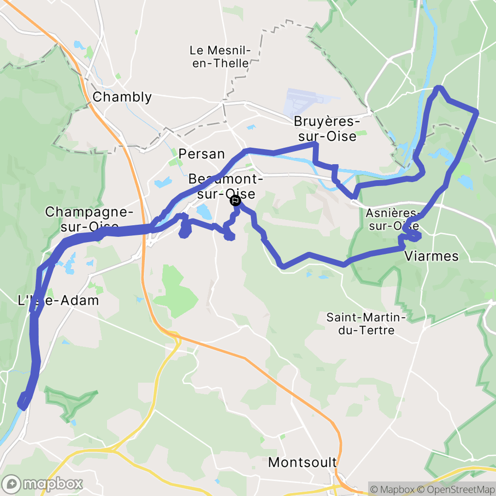 Beaumont-sur-Oise : carte du parcours de randonnée - France