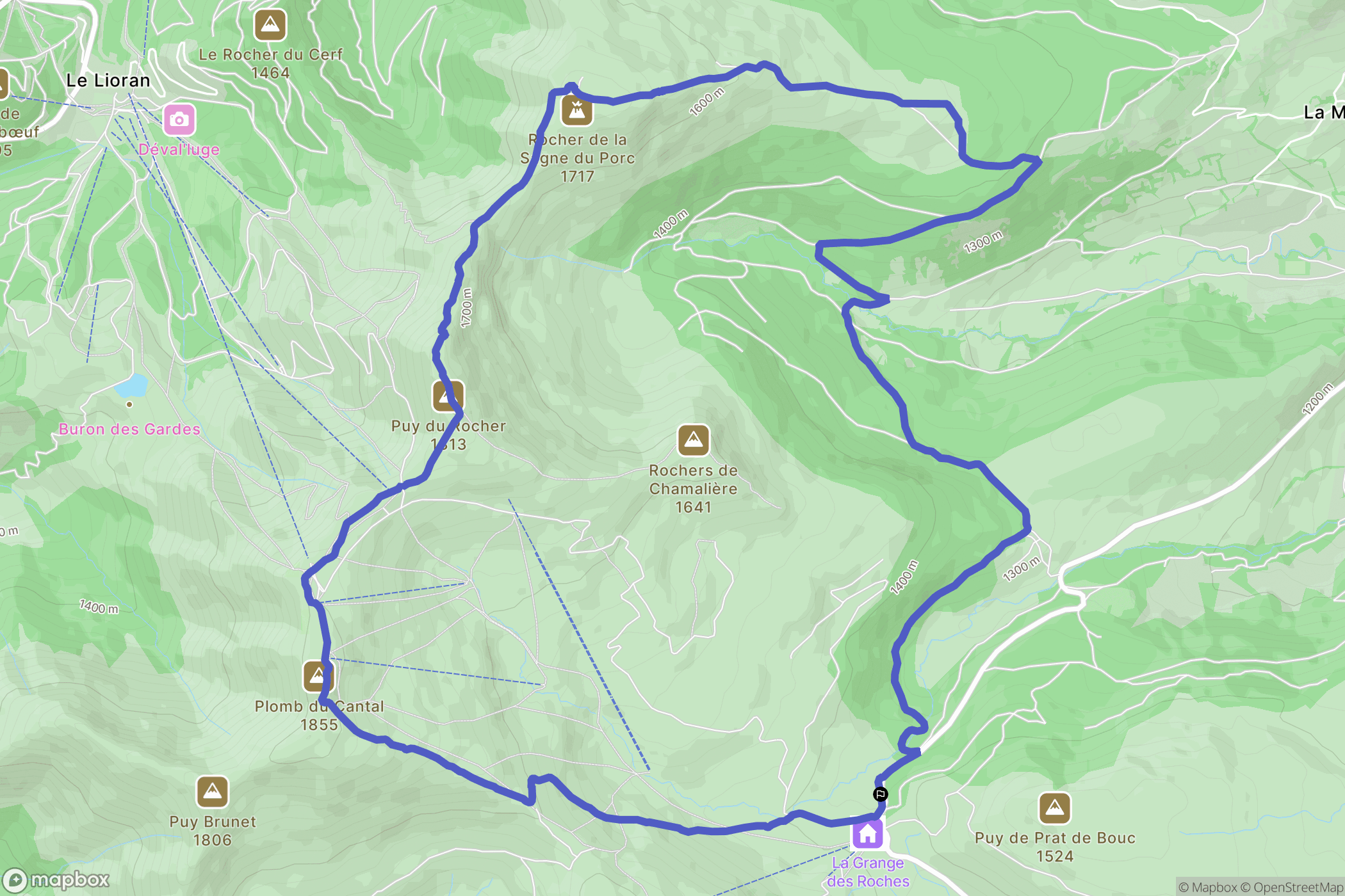 Albepierre-Bredons : carte du parcours de randonnée - France