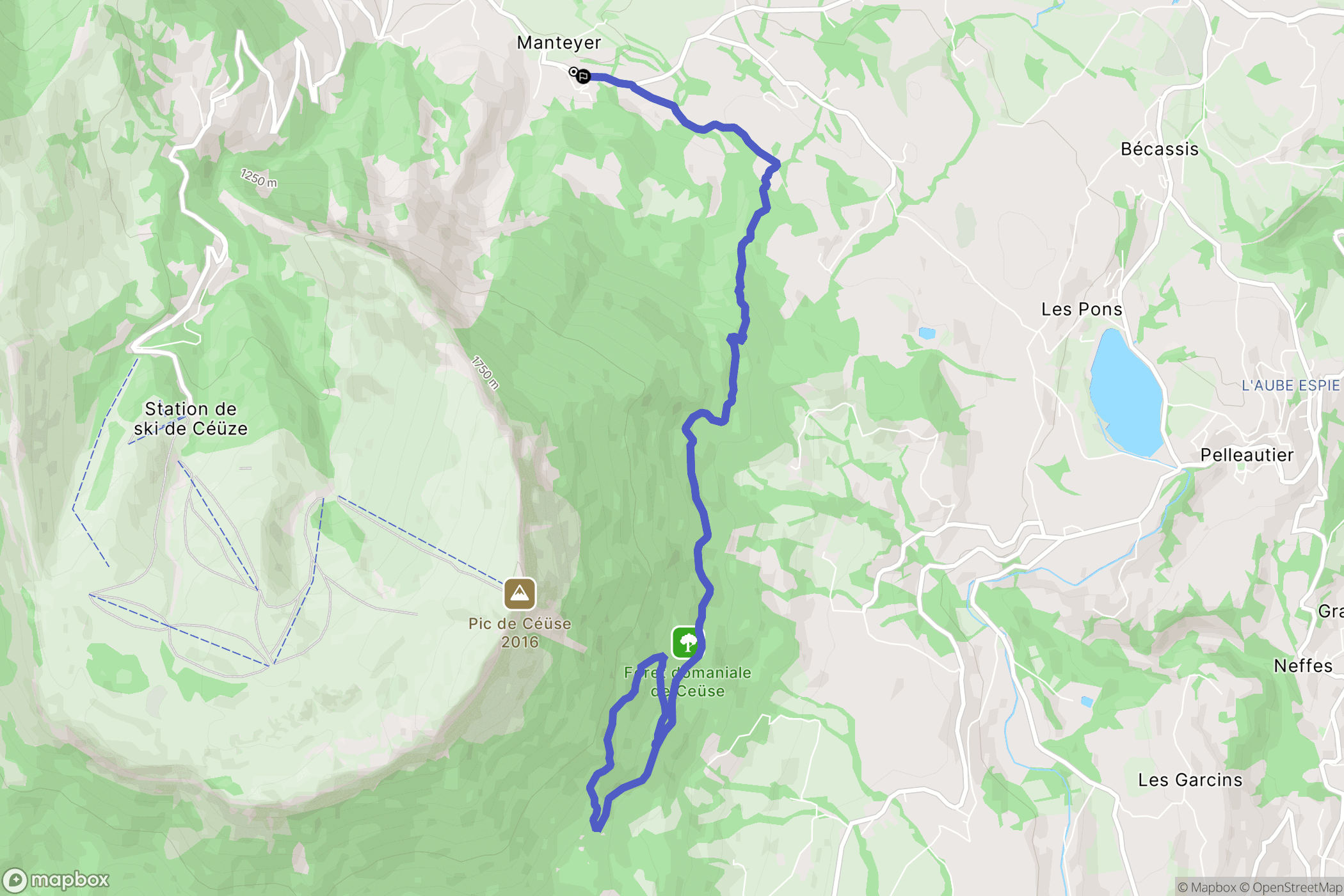 Manteyer : carte du parcours de randonnée - France