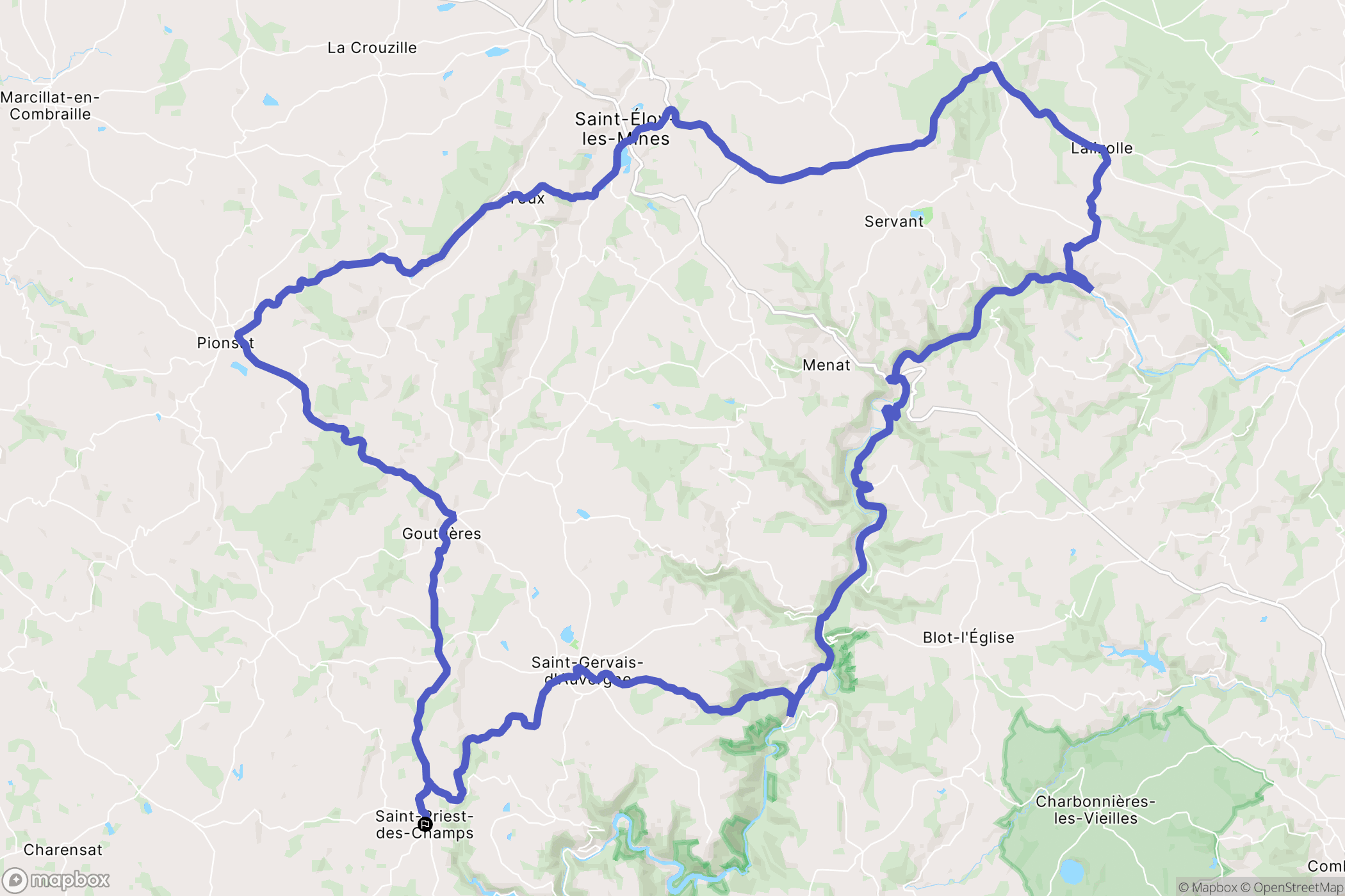 Saint-Priest-des-Champs : carte du parcours de randonnée - France
