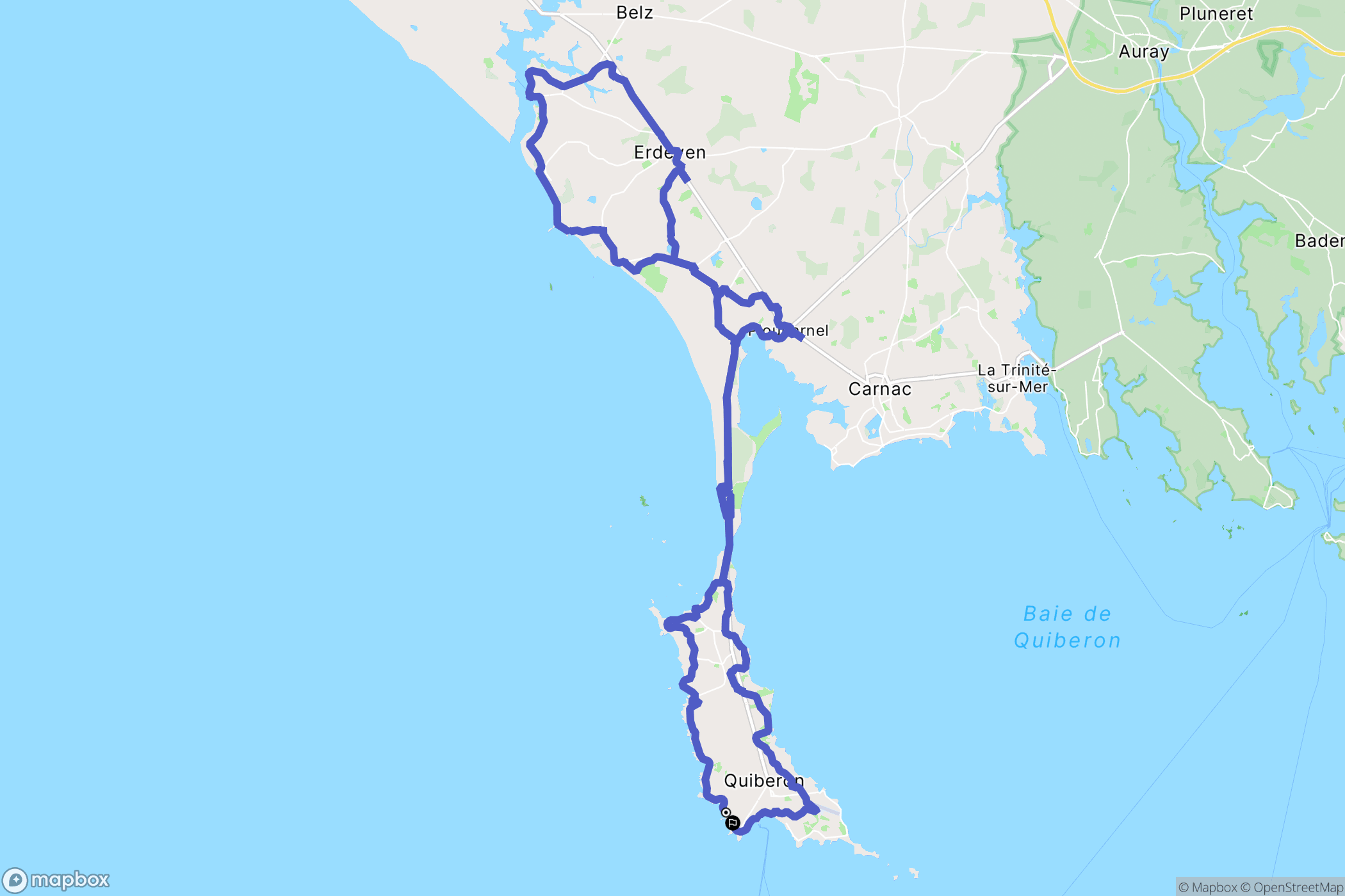Quiberon : carte du parcours de randonnée - France