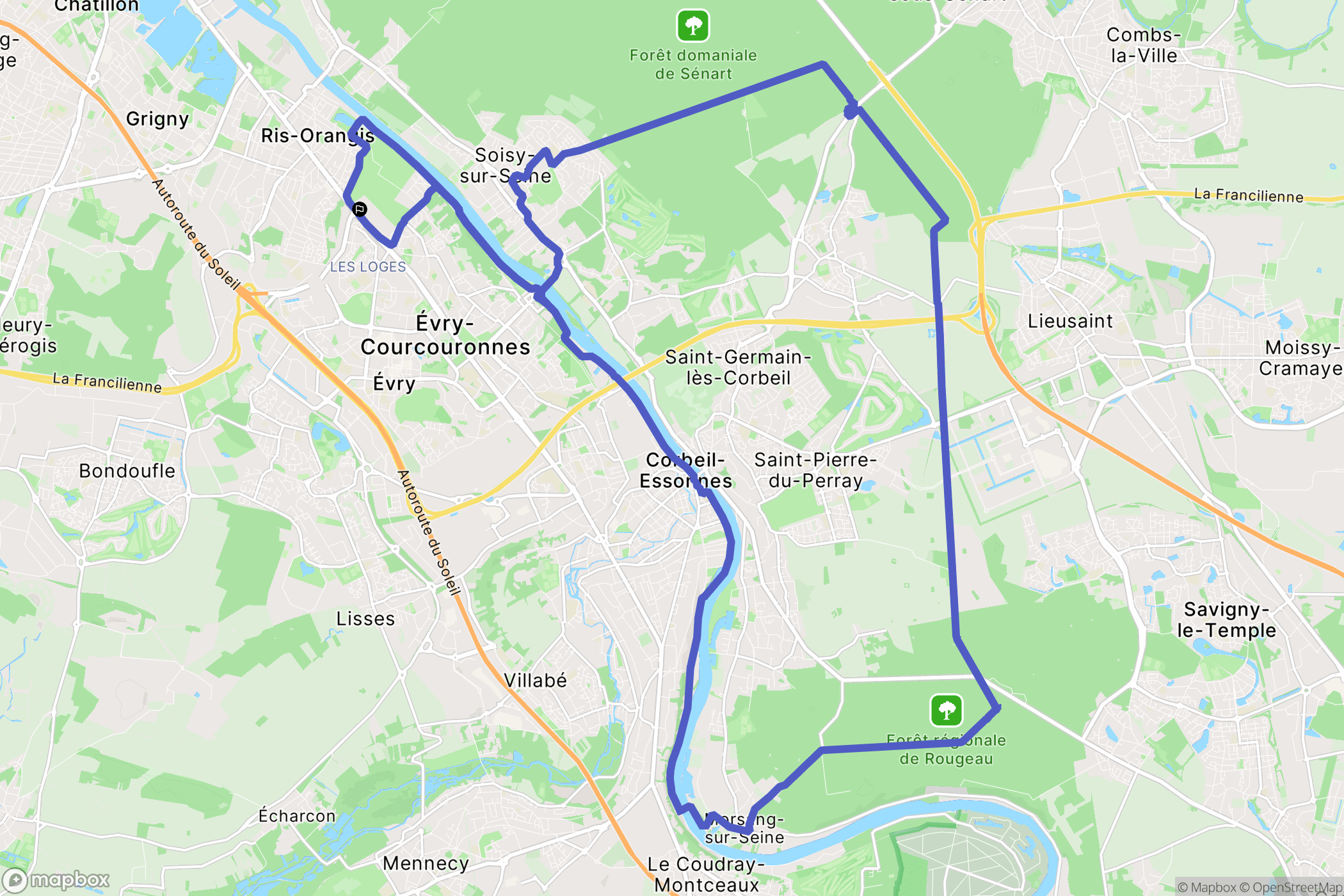 Ris-Orangis : carte du parcours de randonnée - France