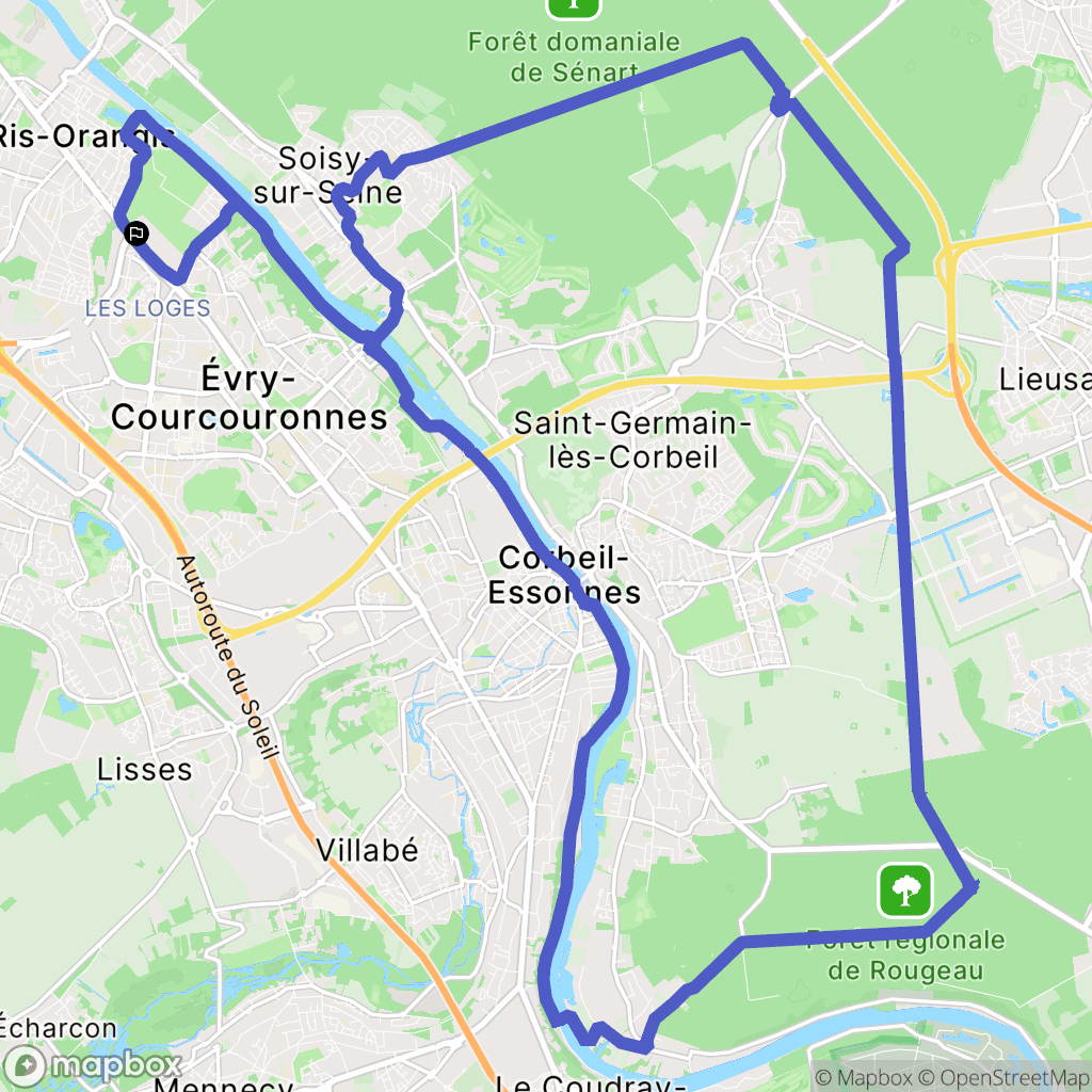 Ris-Orangis : carte du parcours de randonnée - France