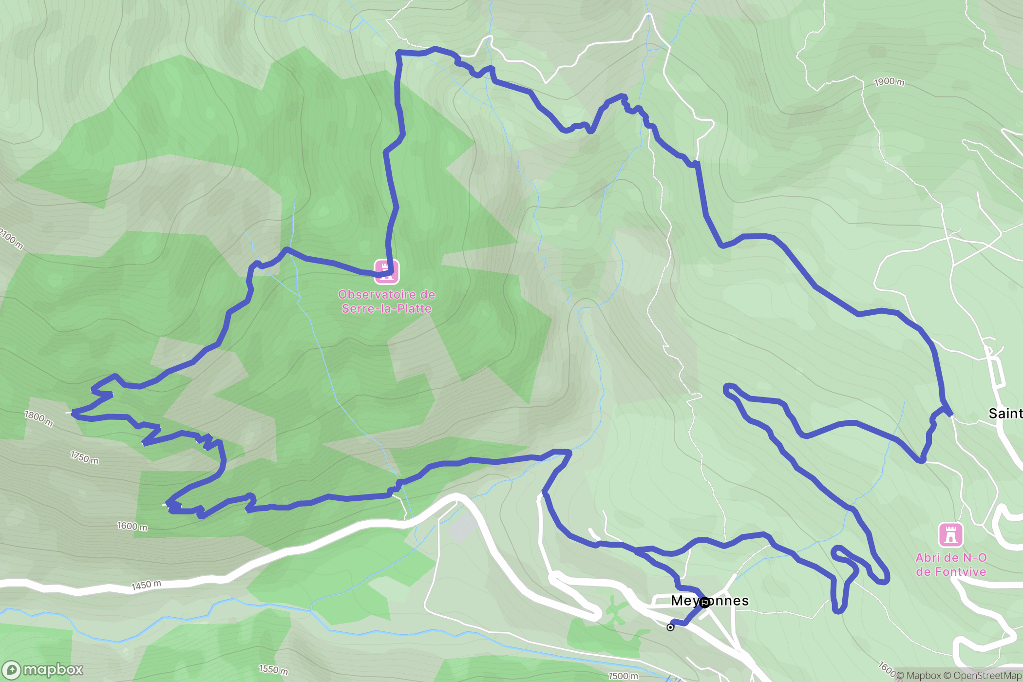 Val-d'Oronaye : carte du parcours de randonnée - France