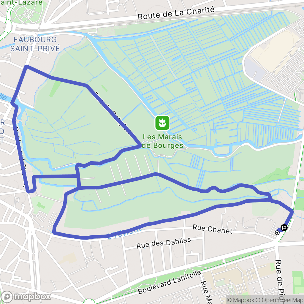 Bourges : carte du parcours de randonnée - France