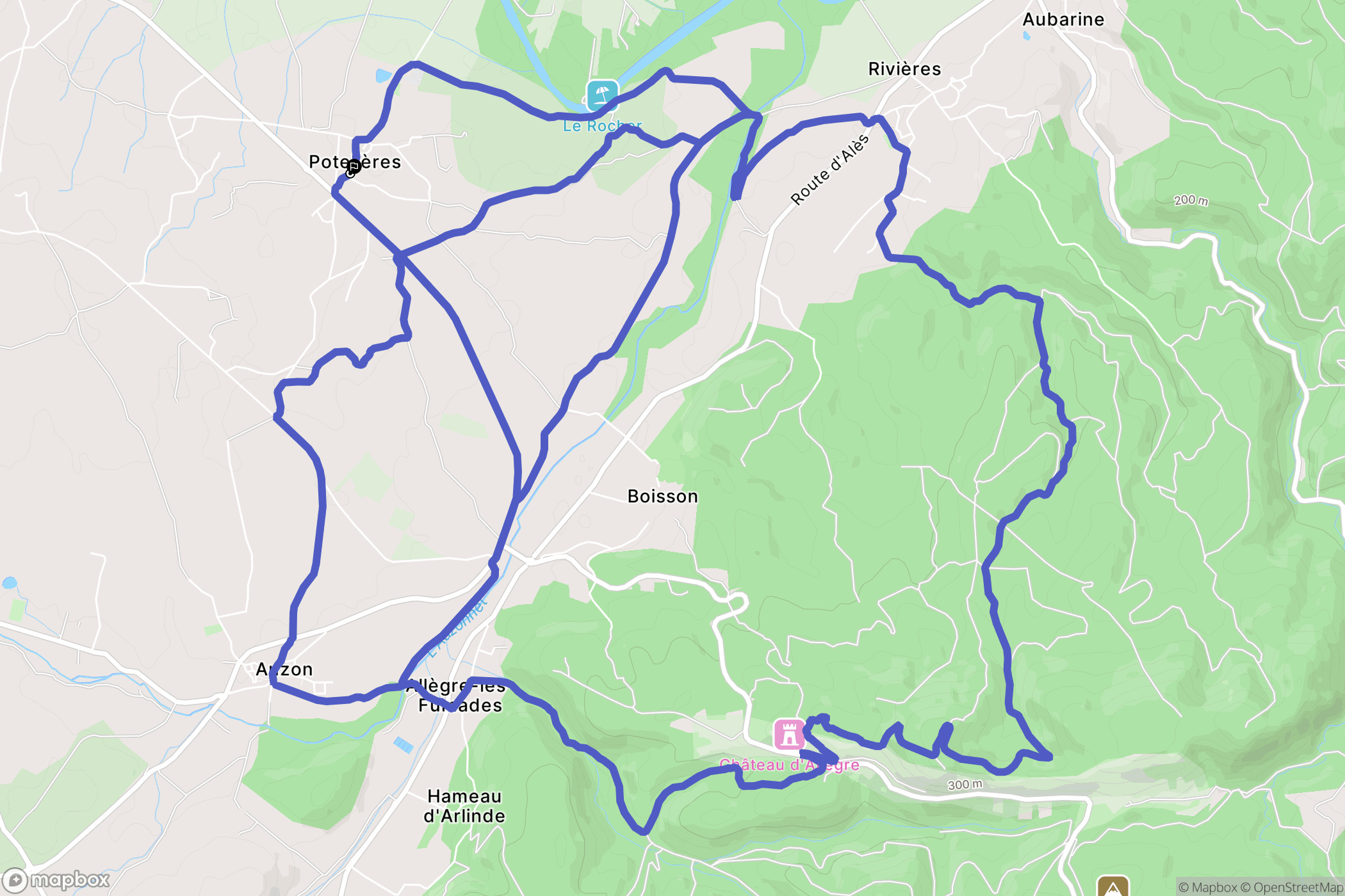 Saint-Ambroix : carte du parcours de randonnée - France