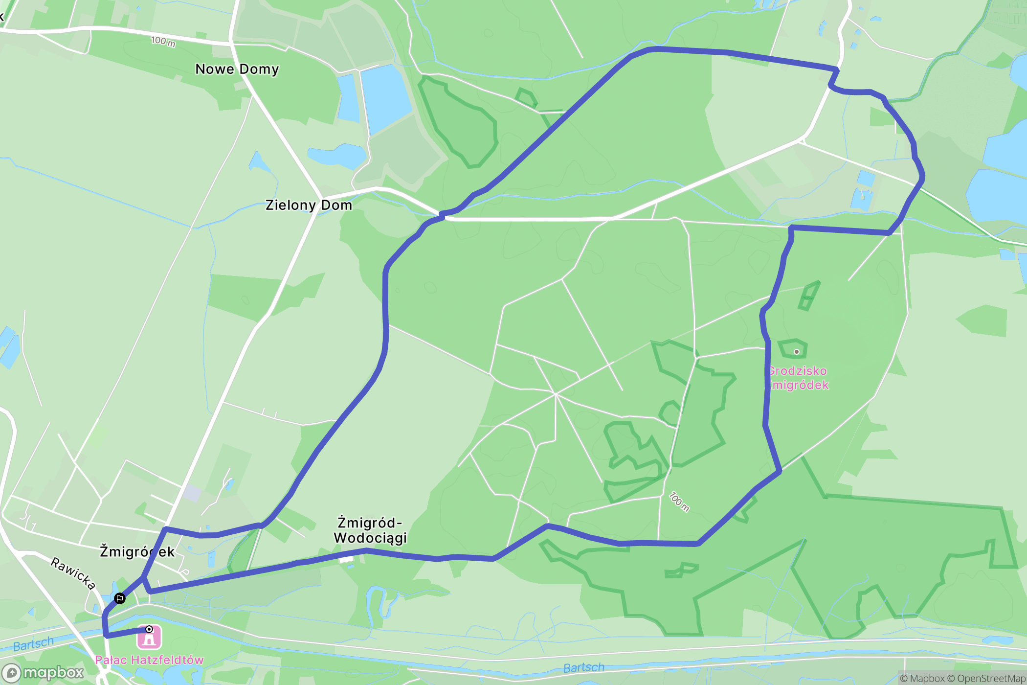 Żmigród: mapa trasy - Poland
