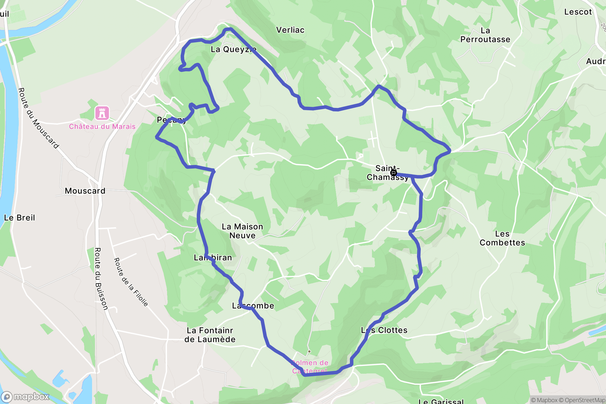 Saint-Chamassy : carte du parcours de randonnée - France