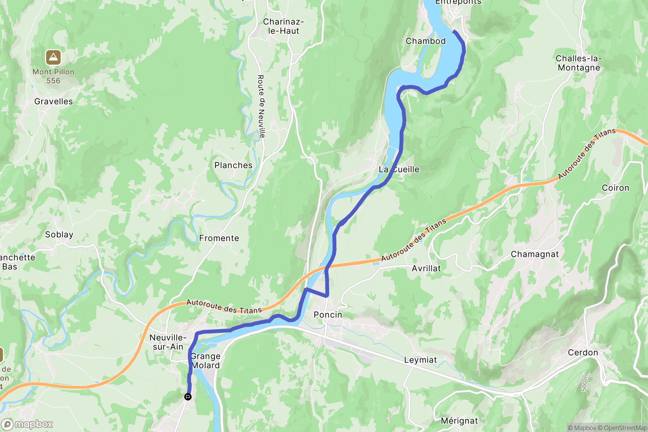 Neuville-sur-Ain : carte du parcours de randonnée - France