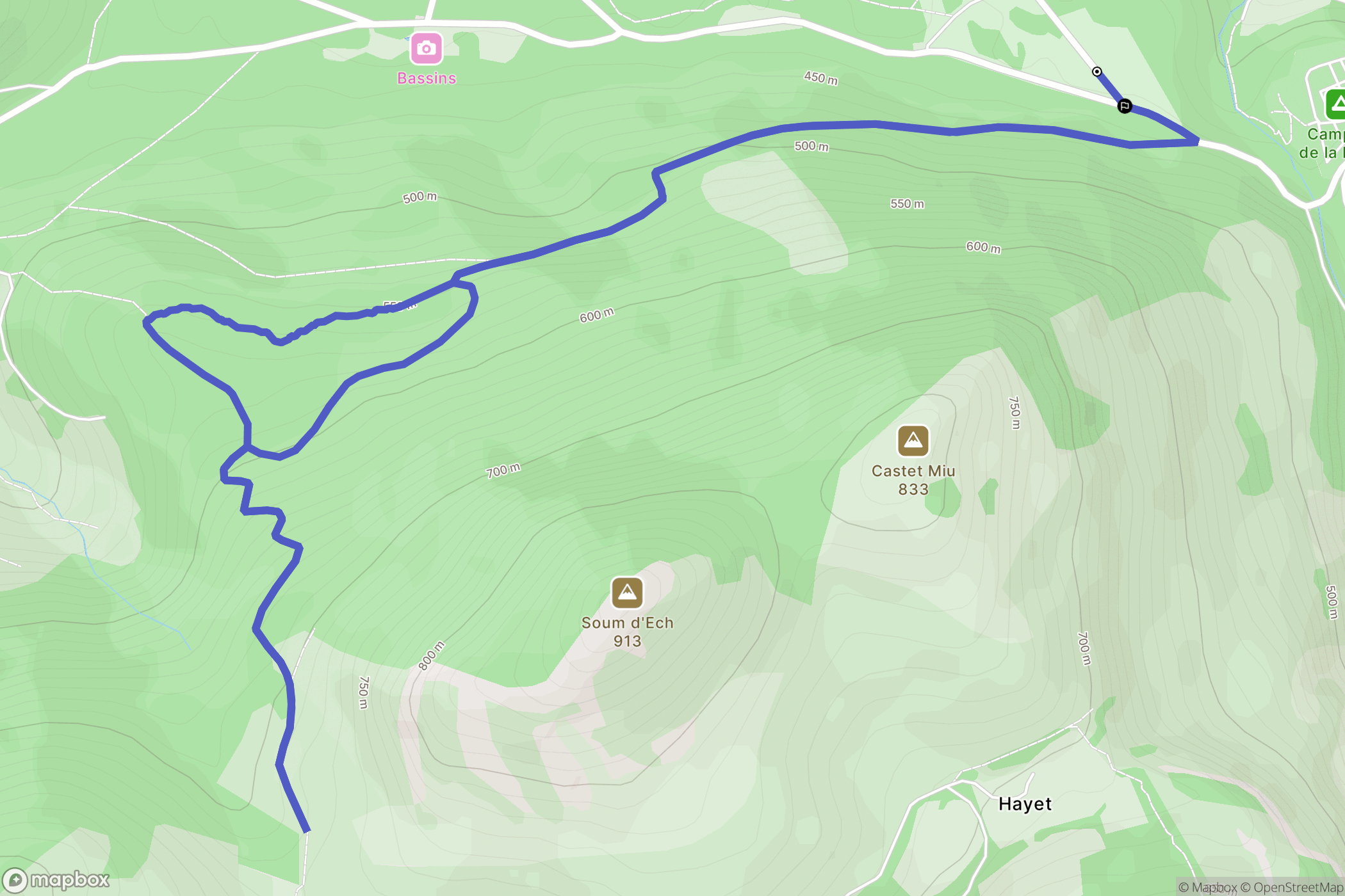 Lourdes : carte du parcours de randonnée - France