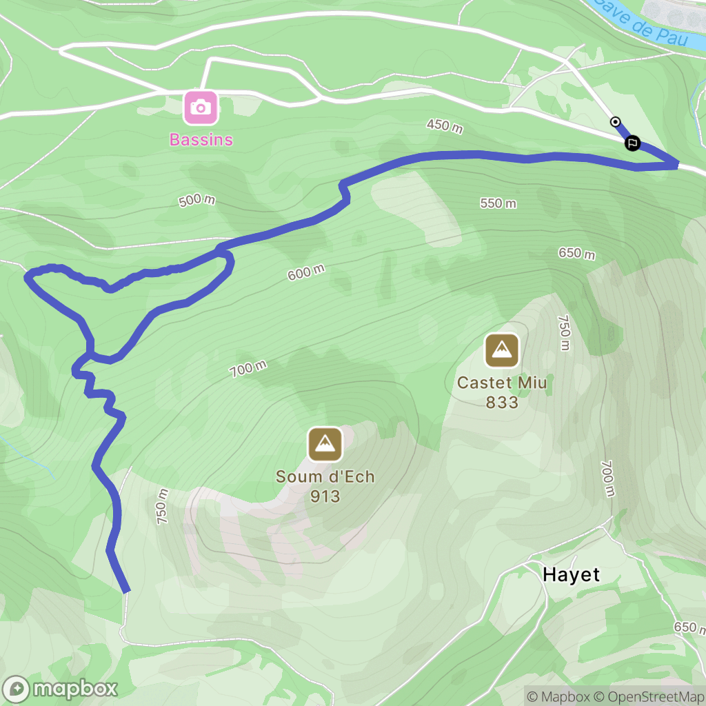 Lourdes : carte du parcours de randonnée - France