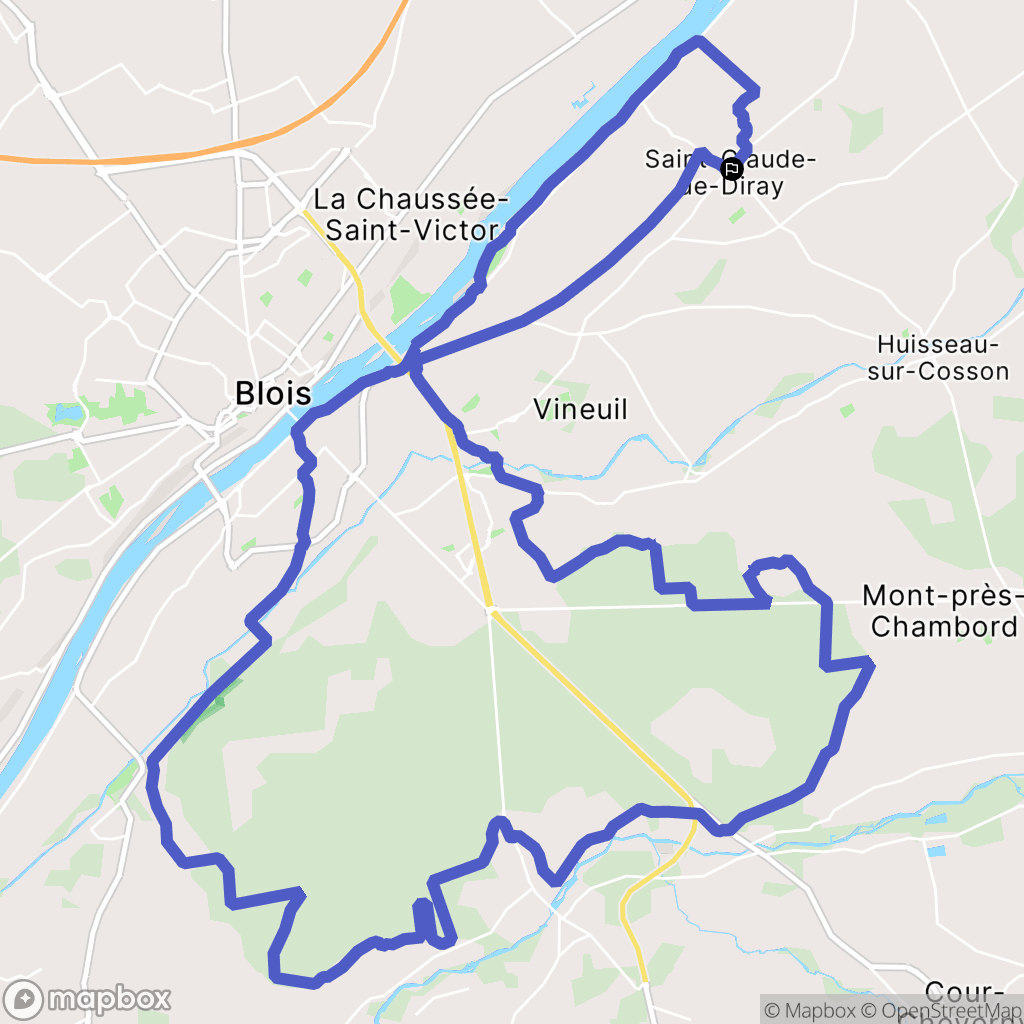 Saint-Claude-de-Diray : carte du parcours de randonnée - France