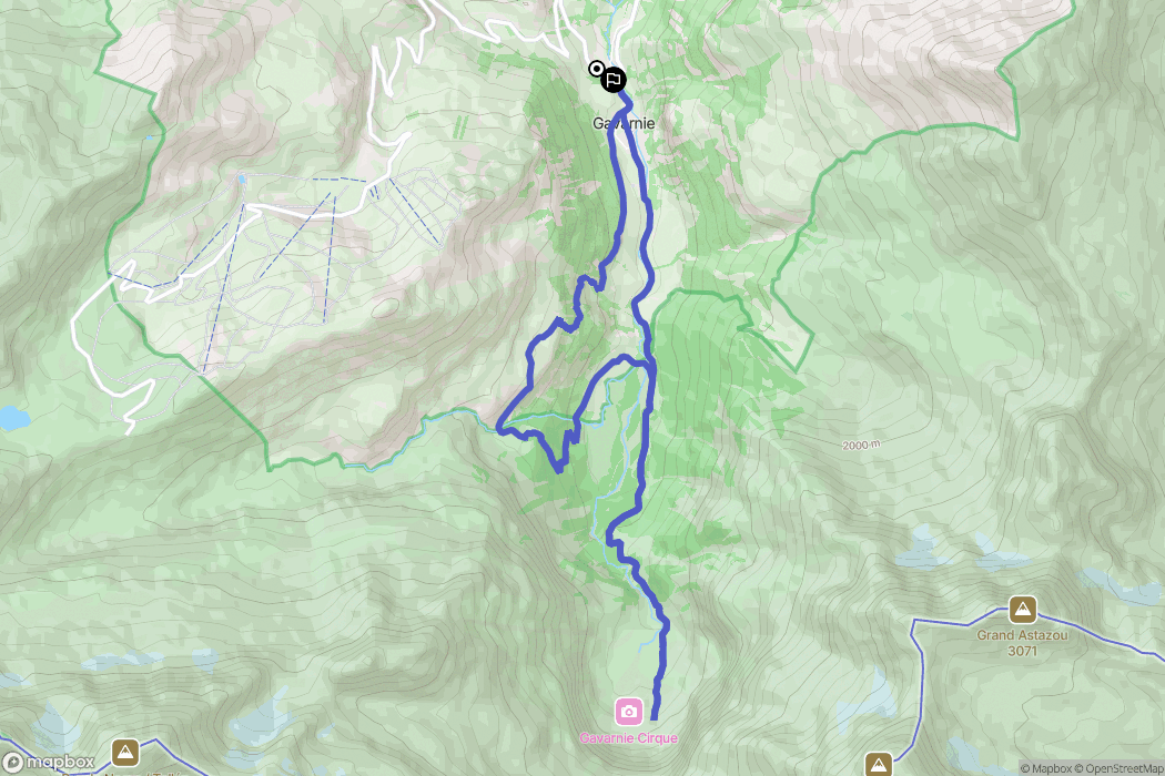 Gavarnie-Gèdre : carte du parcours de randonnée - France
