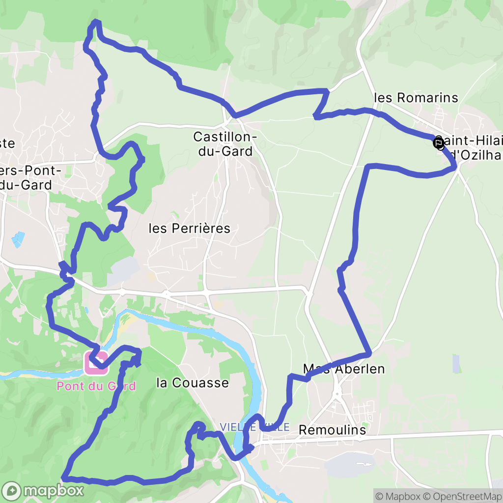 Saint-Hilaire-d'Ozilhan : carte du parcours de randonnée - France