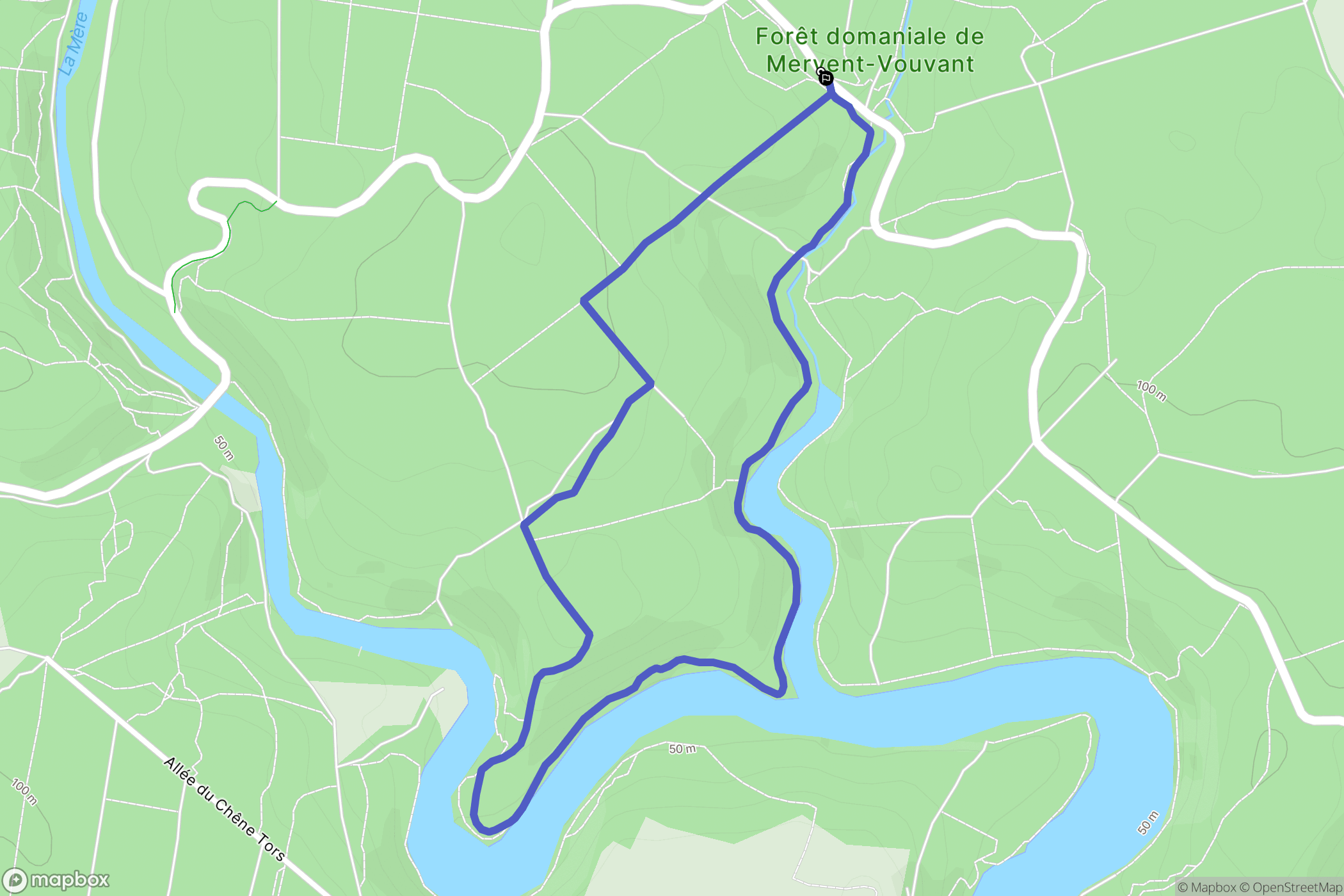 Vouvant : carte du parcours de randonnée - France