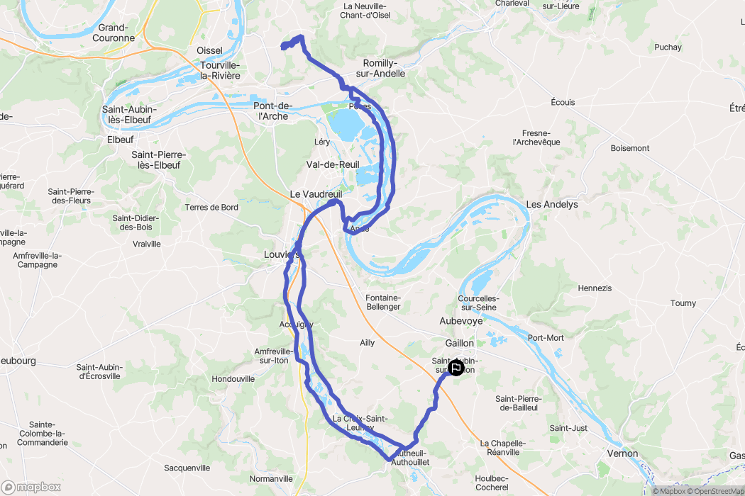 Saint-Aubin-sur-Gaillon : carte du parcours de randonnée - France