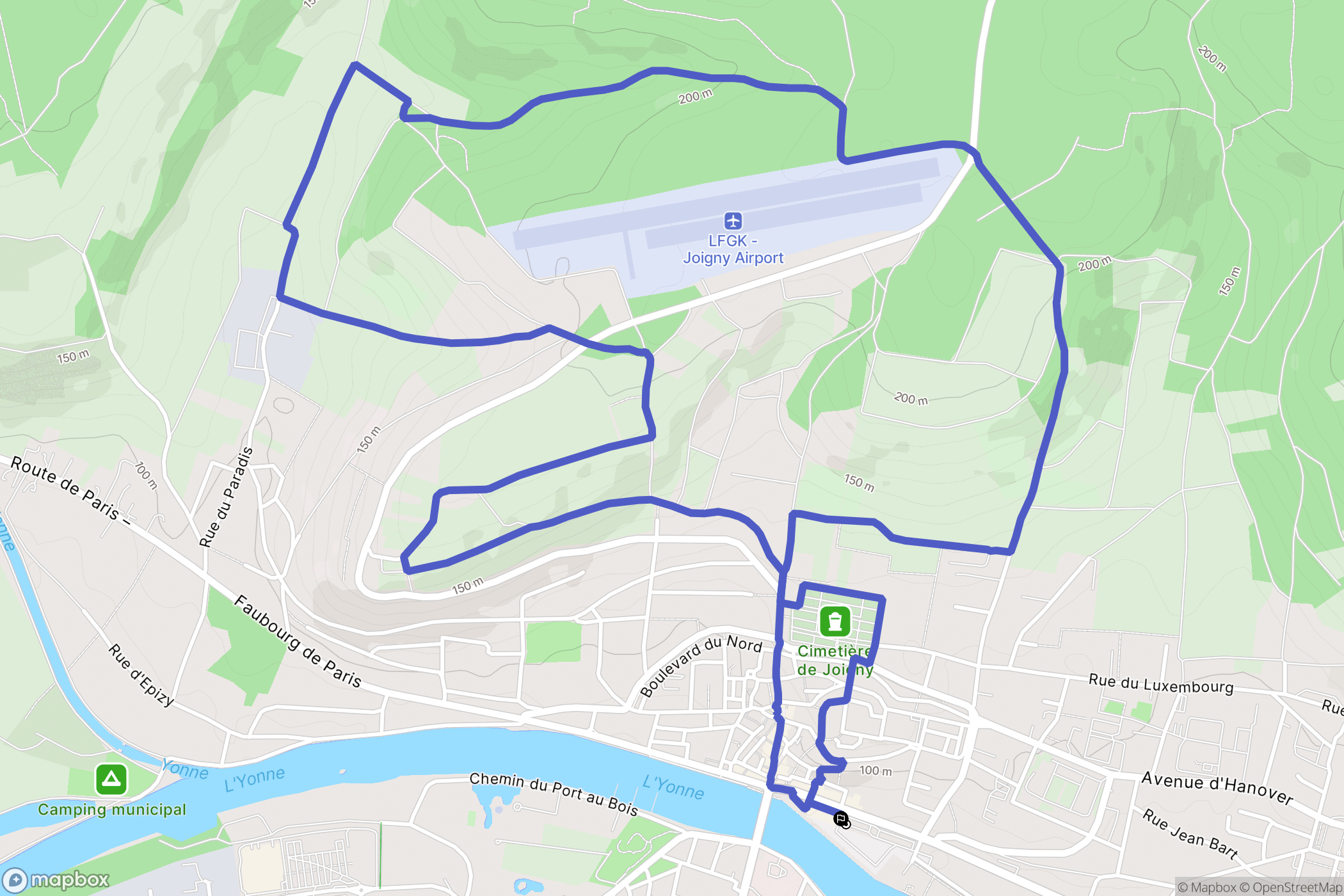 Joigny : carte du parcours de randonnée - France