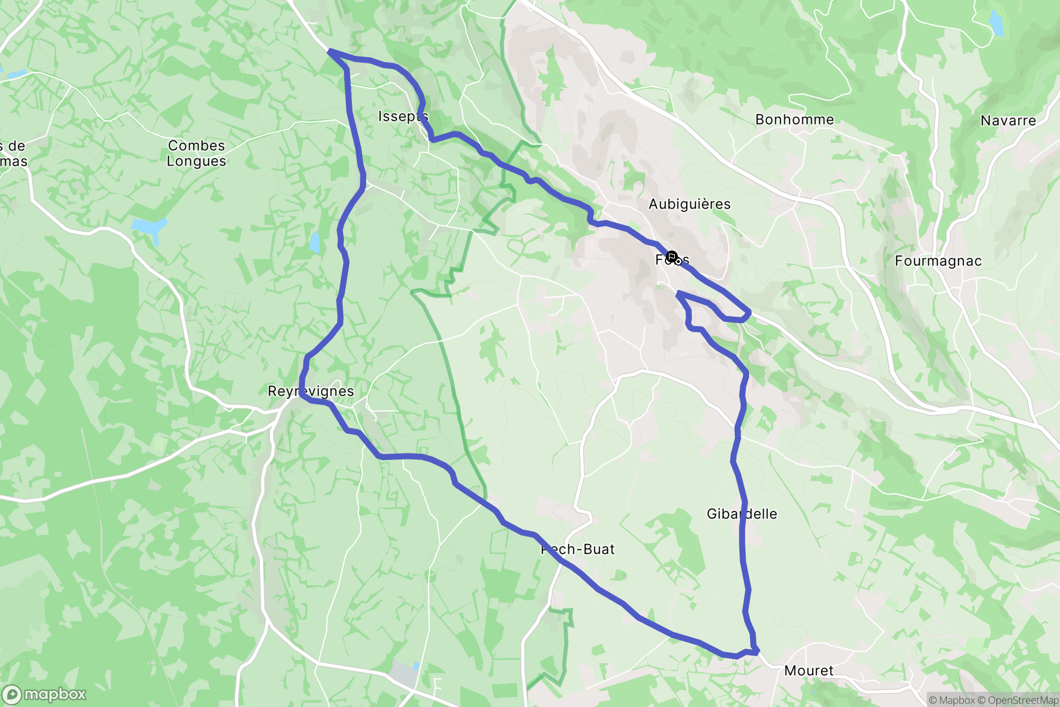 Fons : carte du parcours de randonnée - France