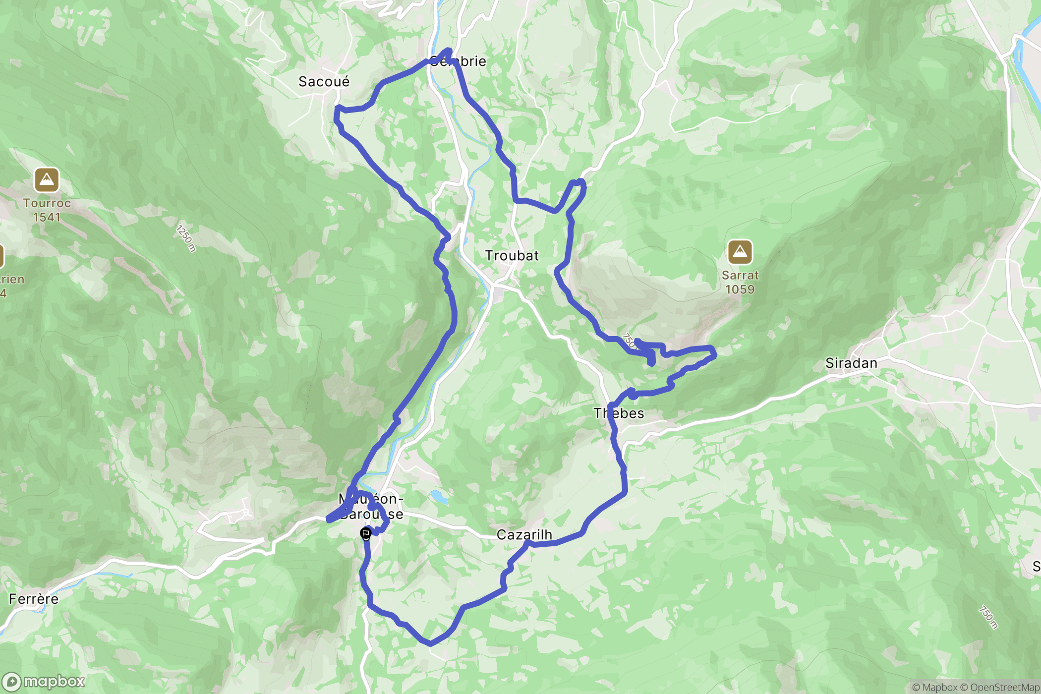 Mauléon-Barousse : carte du parcours de randonnée - France