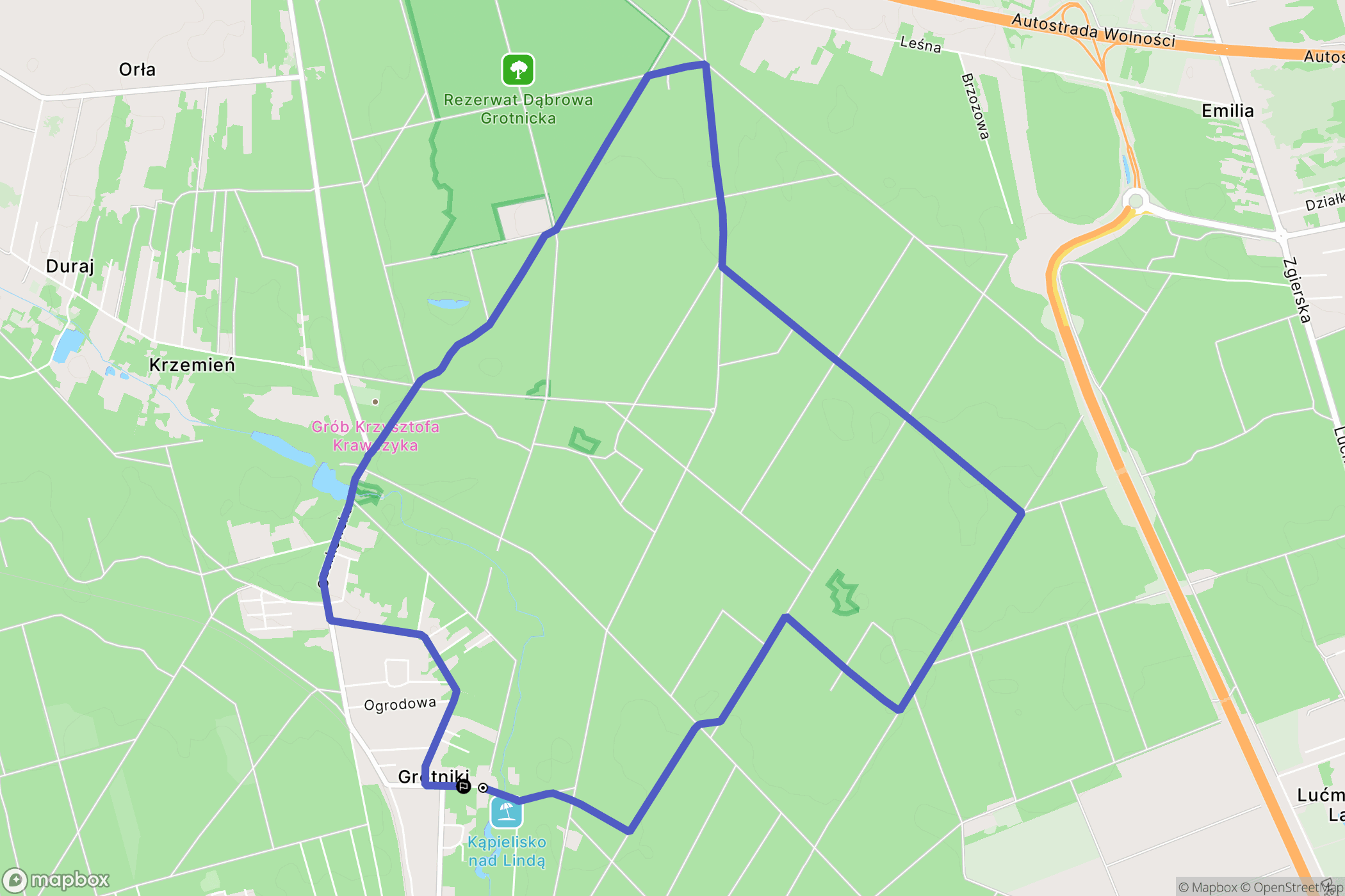 Grotniki: mapa trasy - Poland