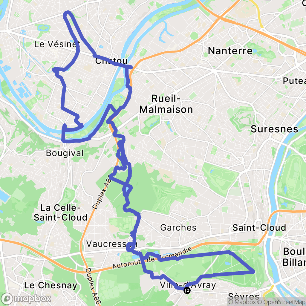 Ville-d'Avray : carte du parcours de randonnée - France