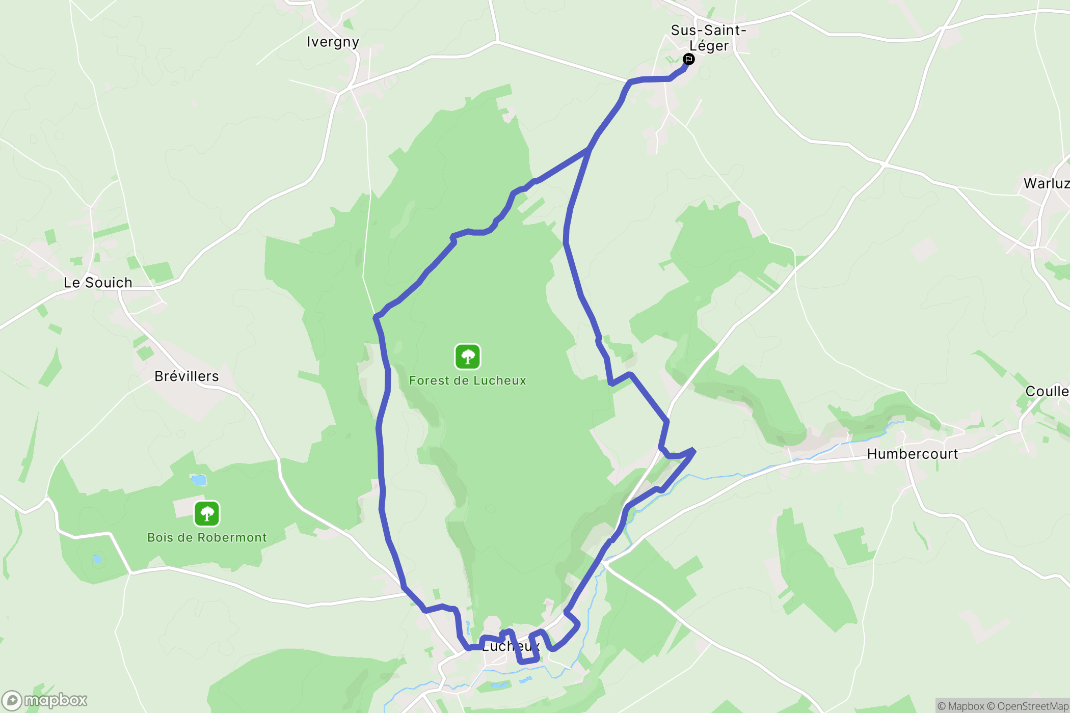 Sus-Saint-Léger : carte du parcours de randonnée - France