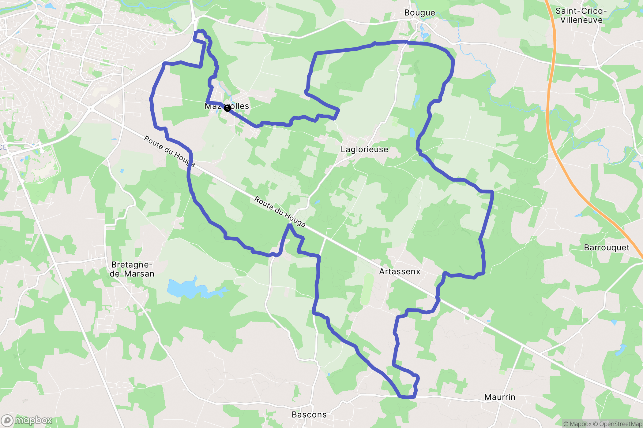 Mazerolles : carte du parcours de randonnée - France