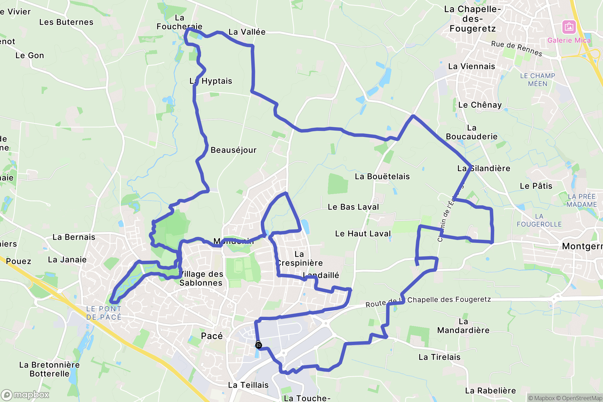 Pacé : carte du parcours de randonnée - France