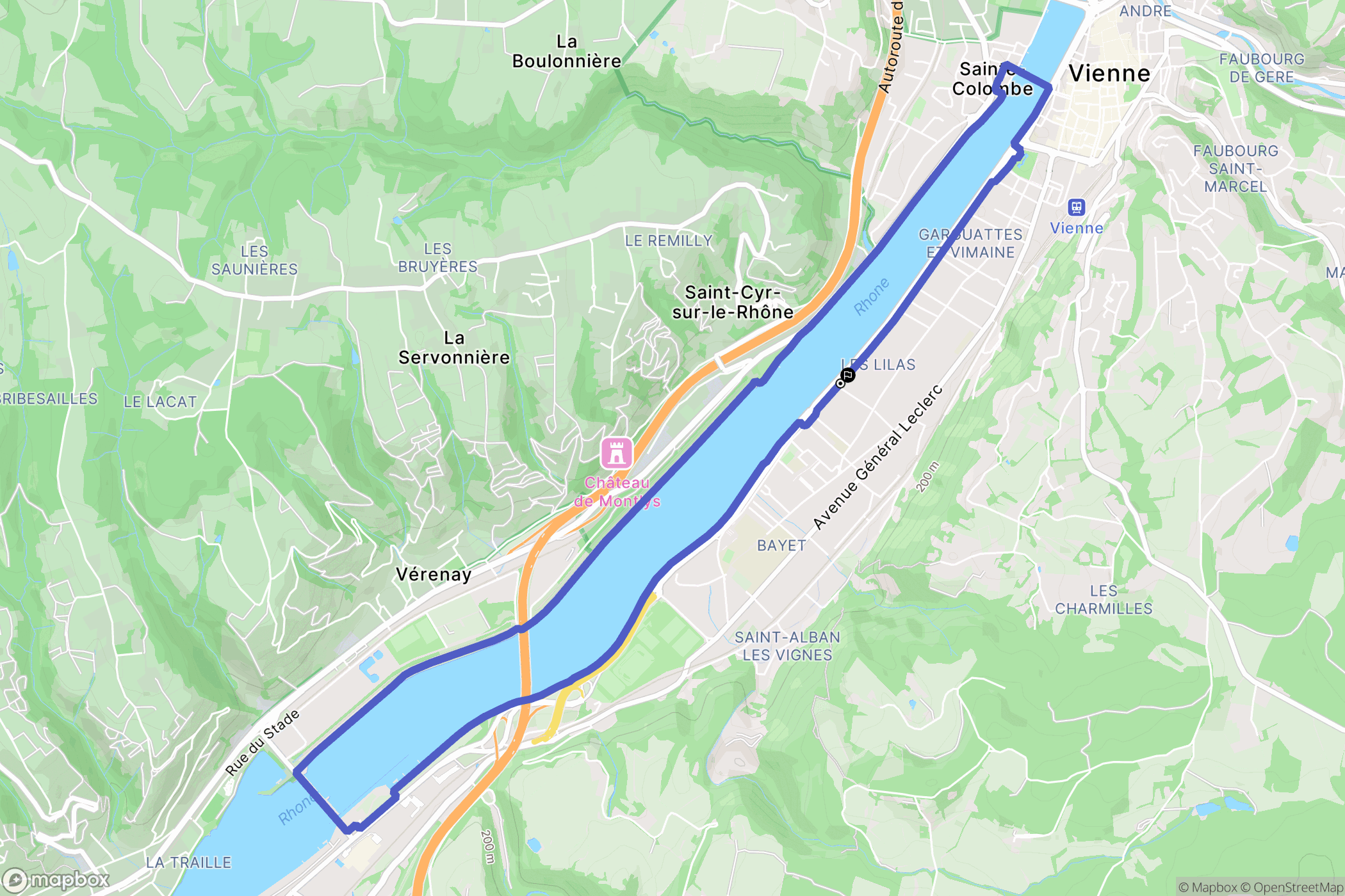 Vienne : carte du parcours de randonnée - France