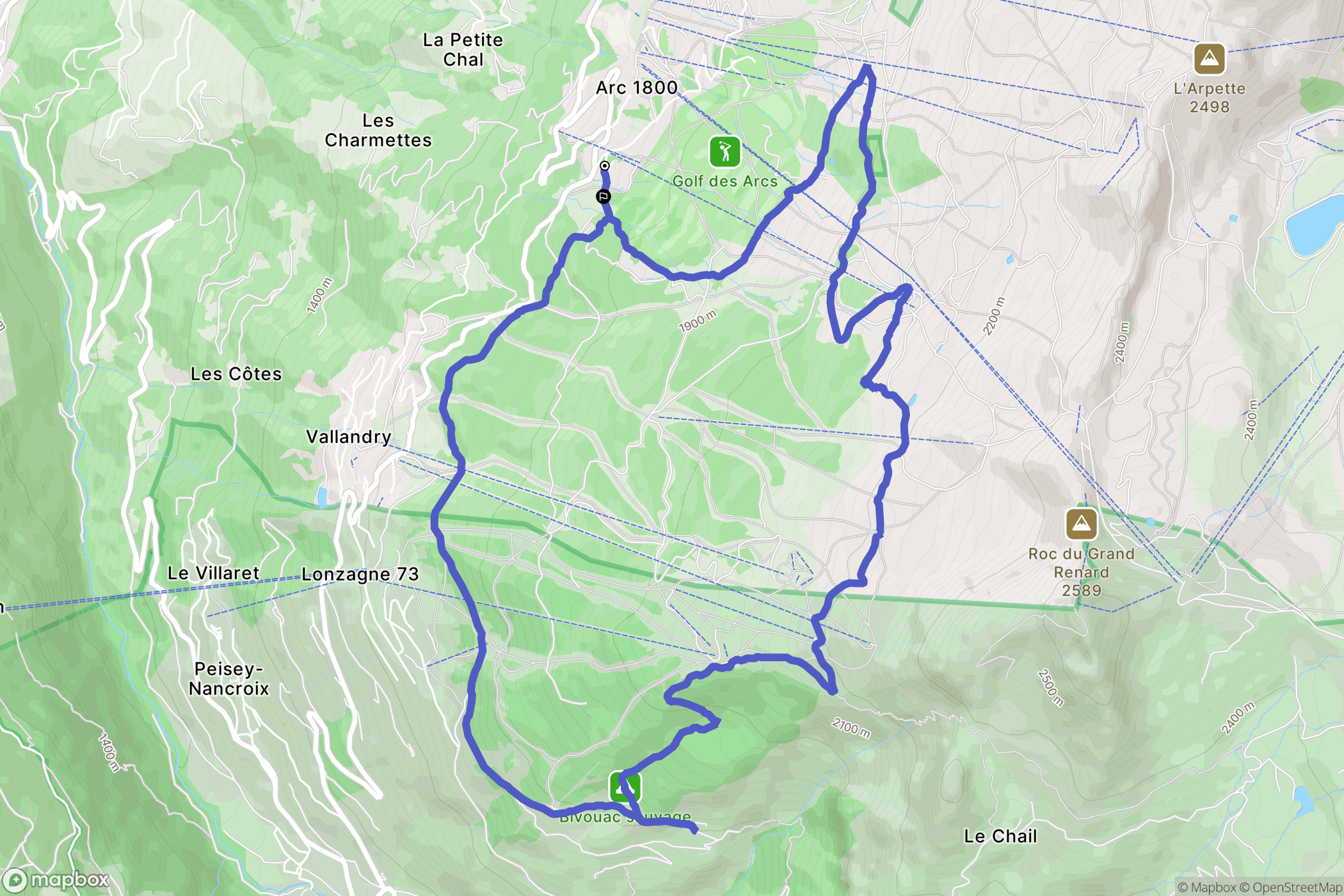 Bourg-Saint-Maurice : carte du parcours de randonnée - France