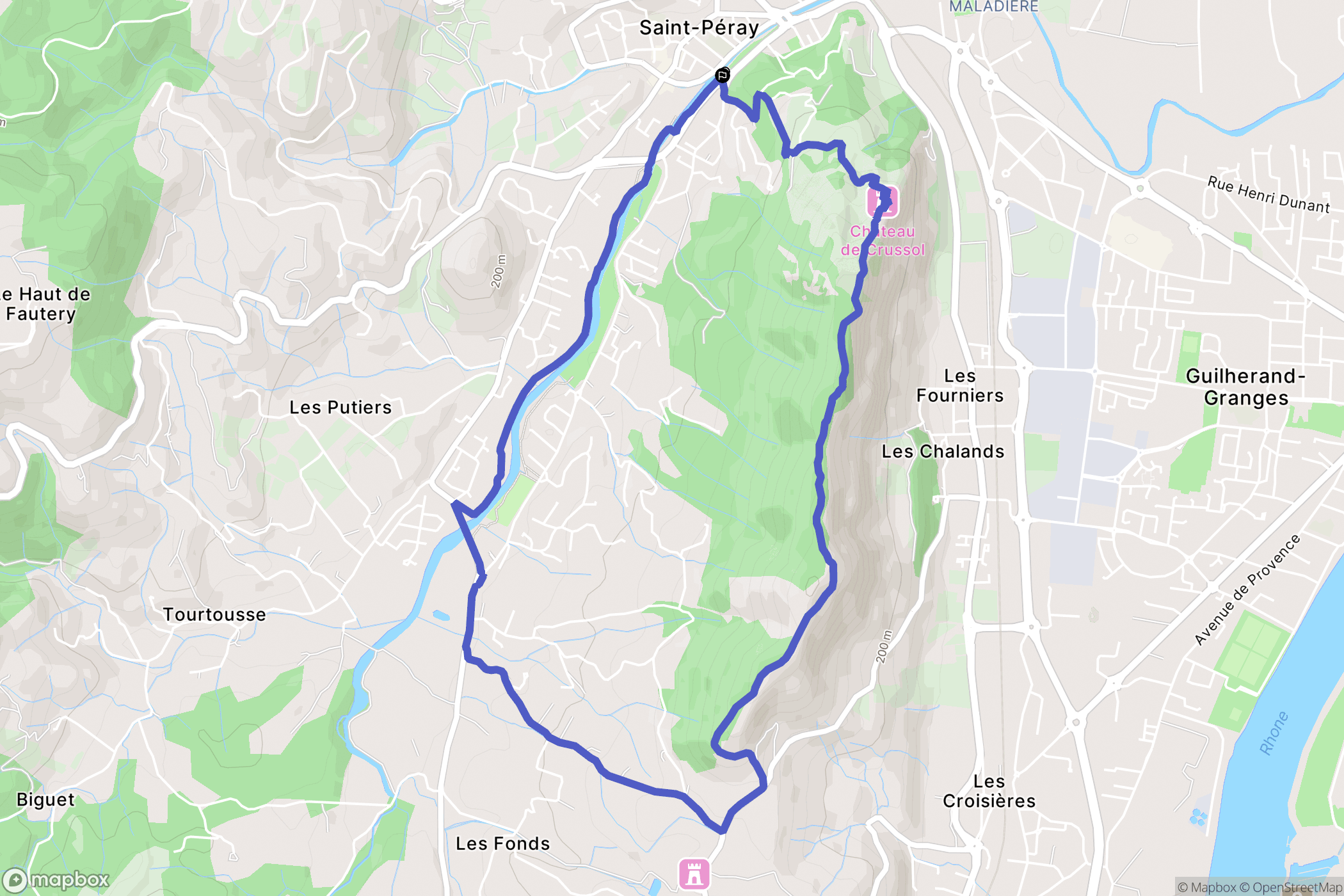 Saint-Péray : carte du parcours de randonnée - France