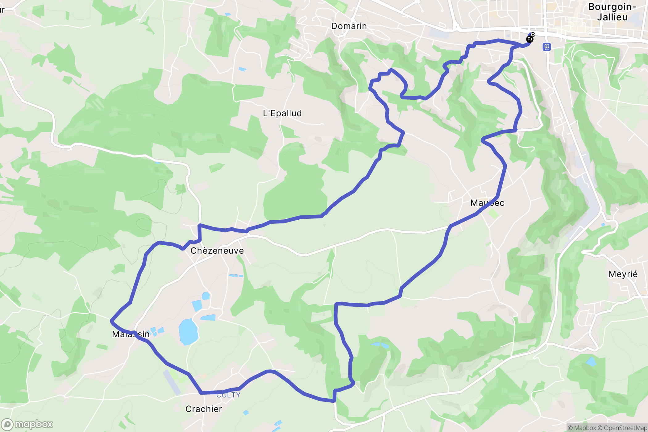 Bourgoin-Jallieu : carte du parcours de randonnée - France