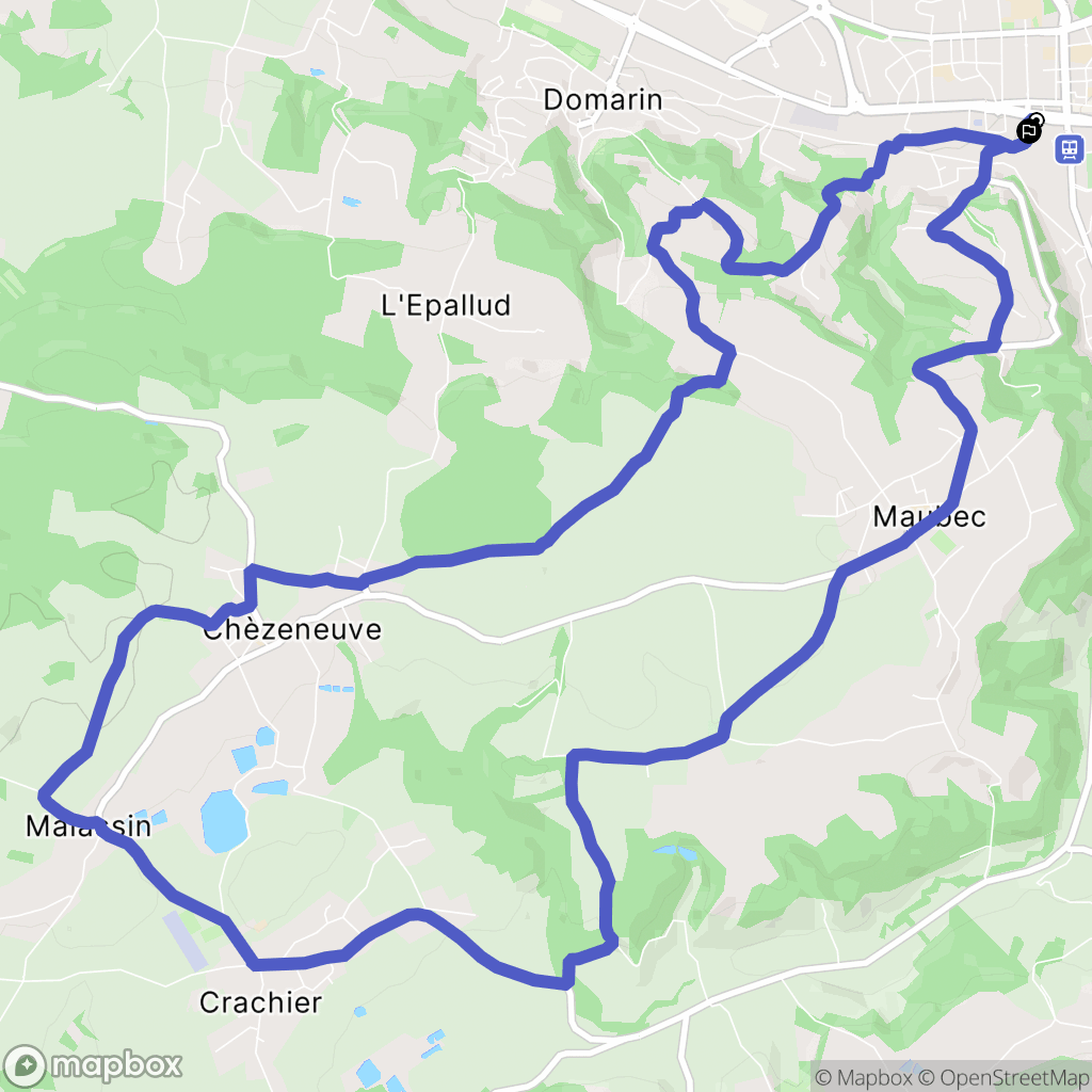 Bourgoin-Jallieu : carte du parcours de randonnée - France
